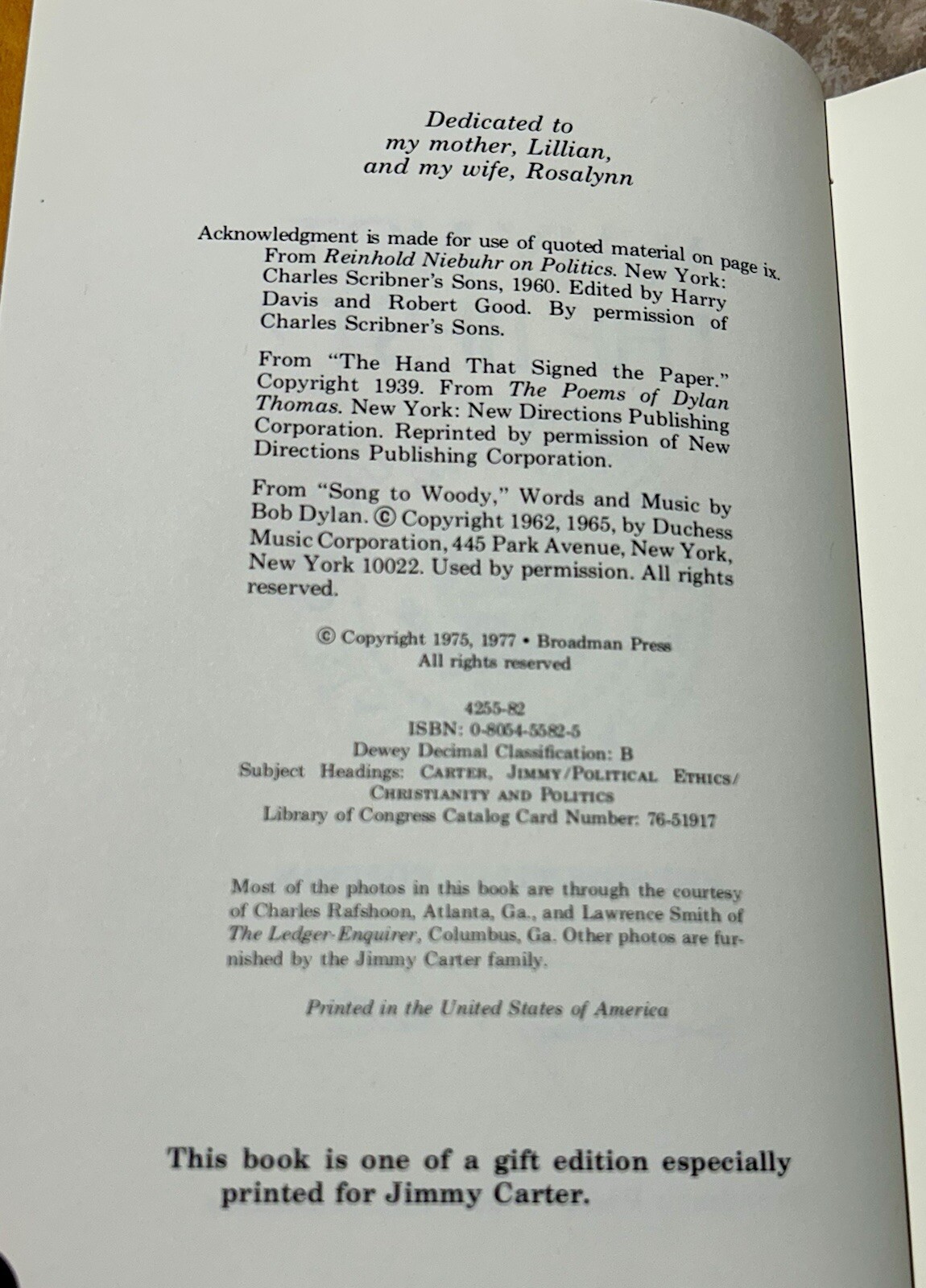 Jimmy Carter WHY NOT THE BEST? Hardcover. 1977 Presidential Edition