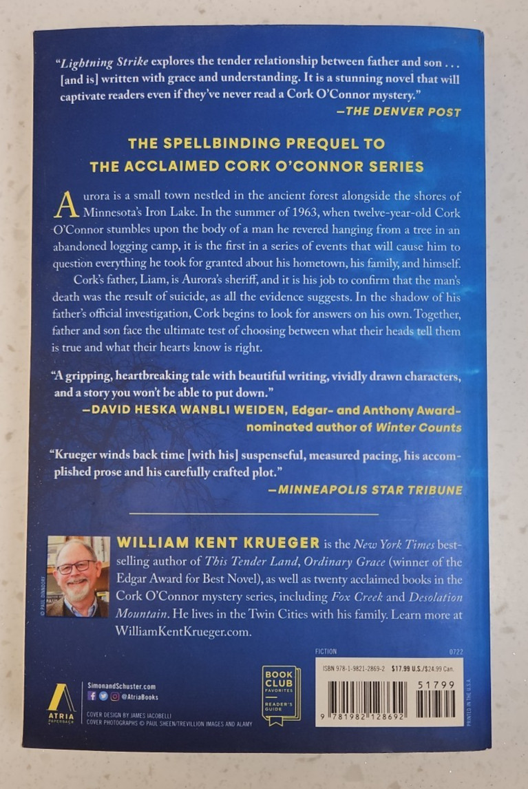 Lightning Strike by William Kent Krueger – 1st Atria Paperback Edition July 2022