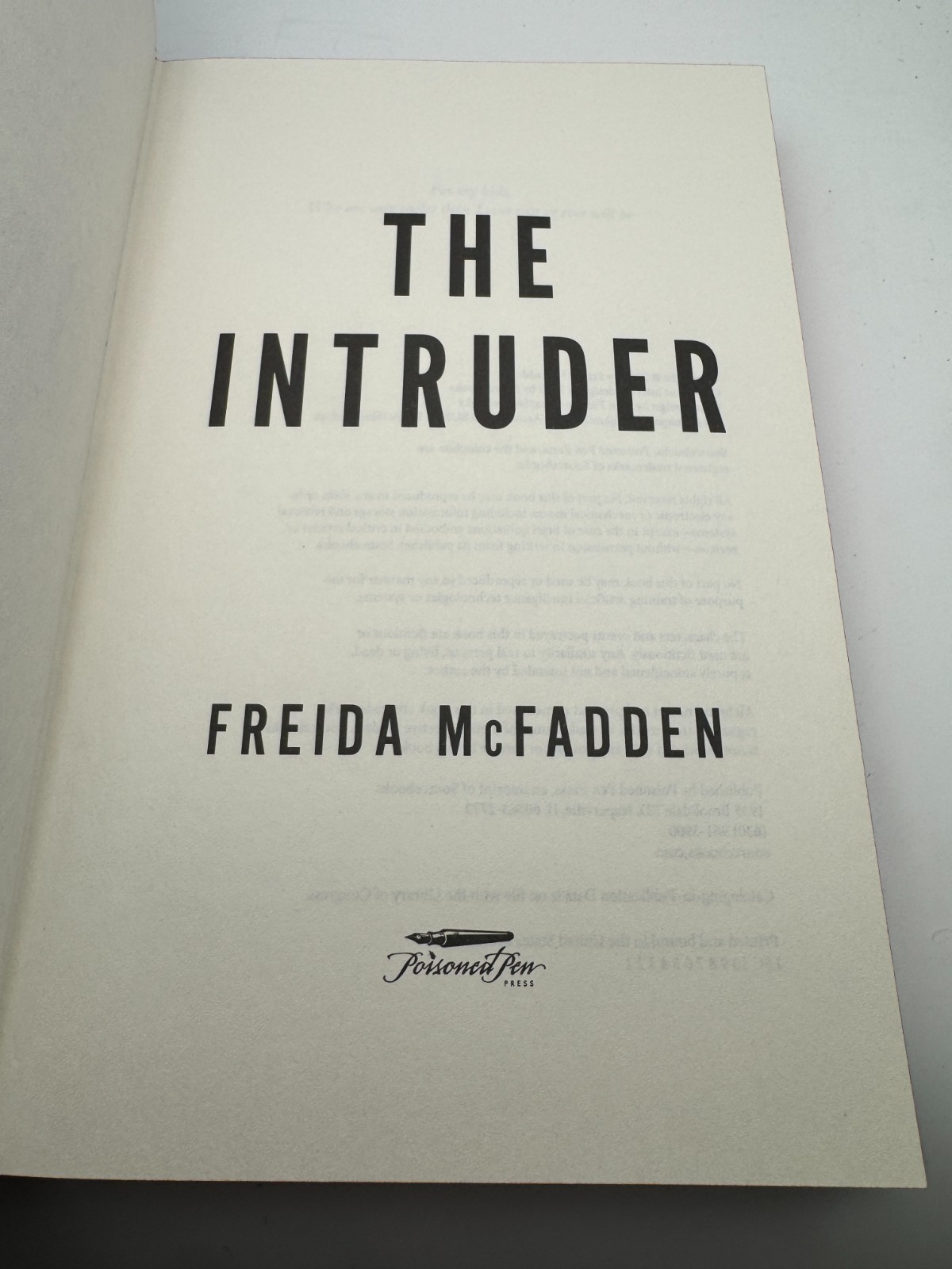 THE INTRUDER by Freida McFadden Sprayed Edge DELUXE EDITION Thriller Hardcover