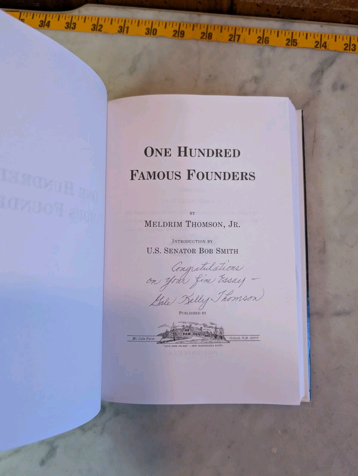 One Hundred Famous Founders Hardcover DJ Meldrim Thomson Jr. US History VG