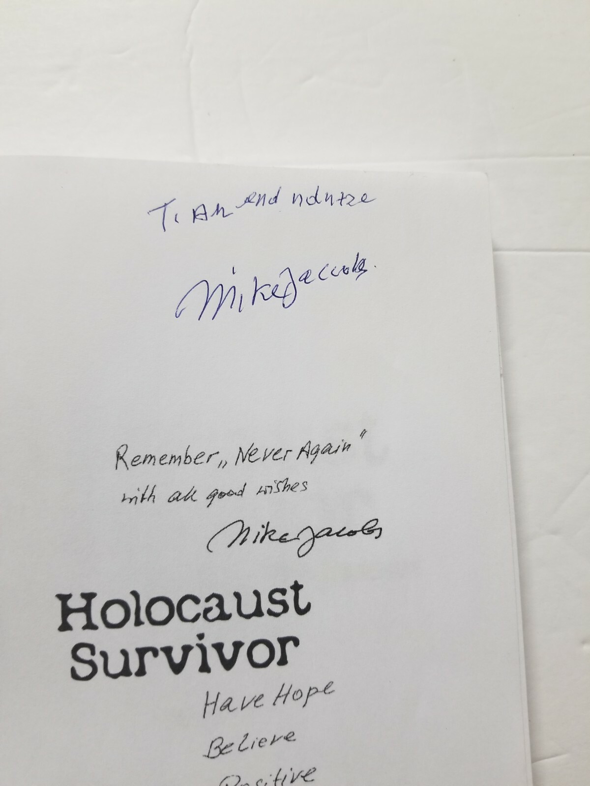 AUTOGRAPHED by Mike Jacobs! Holocaust Survivor Mike Jacobs‘ Triumph over Tragedy