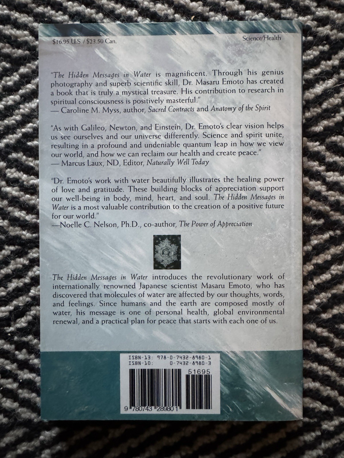 Masaru Emoto Hidden Messages in Water Trade Paperback Atria Books RARE