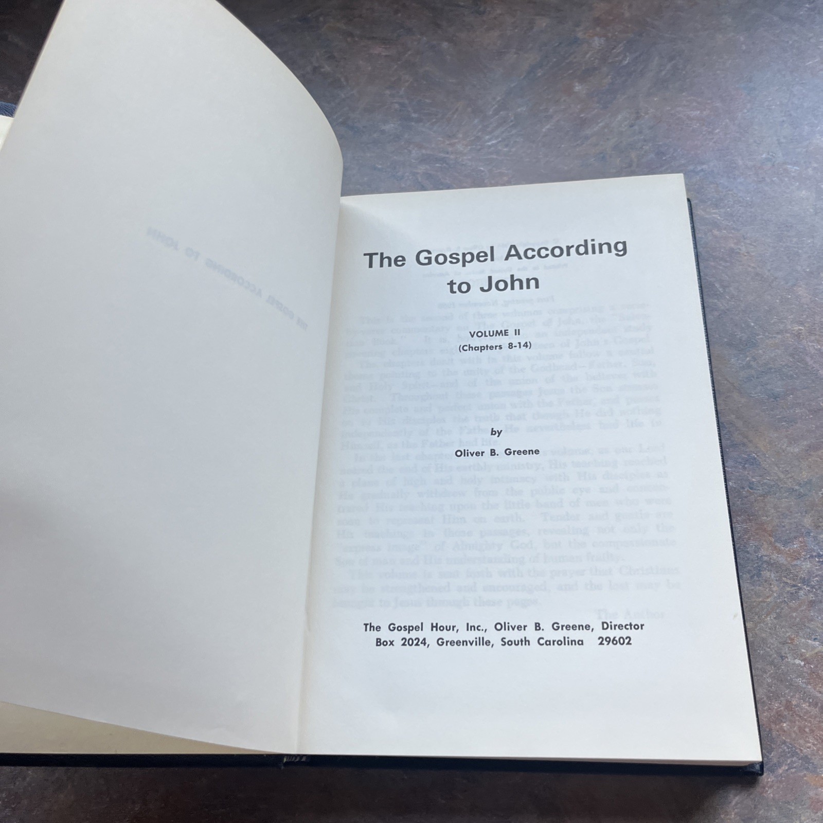 The Gospel According to John Vol II by Oliver B Greene 1st Edition (Hardcover)