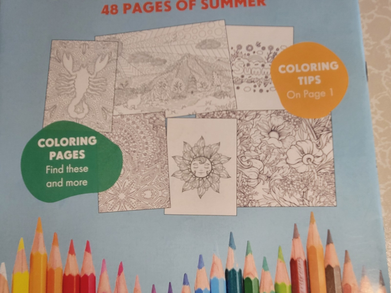 BRILLIANT ESCAPES – ADULT COLORING BOOK -48 Pages Of Summer – Suns, Animals-MORE