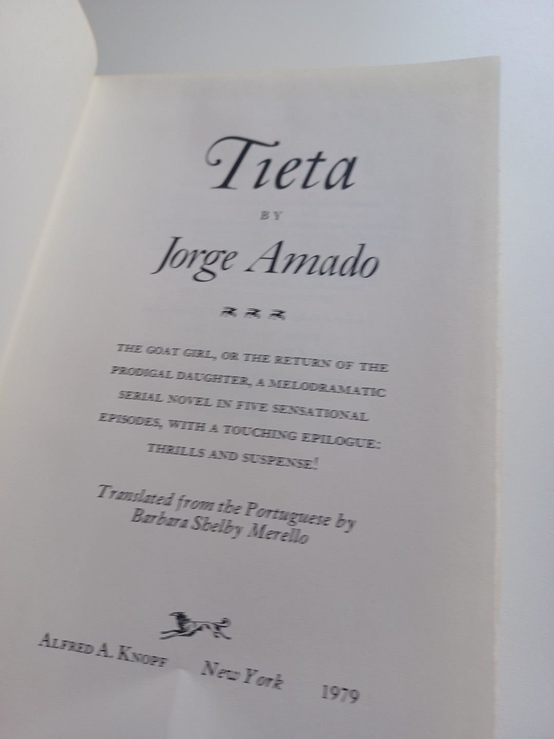 Tieta by Jorge Amado (Alfred A. Knopf, 1979, Hardcover)