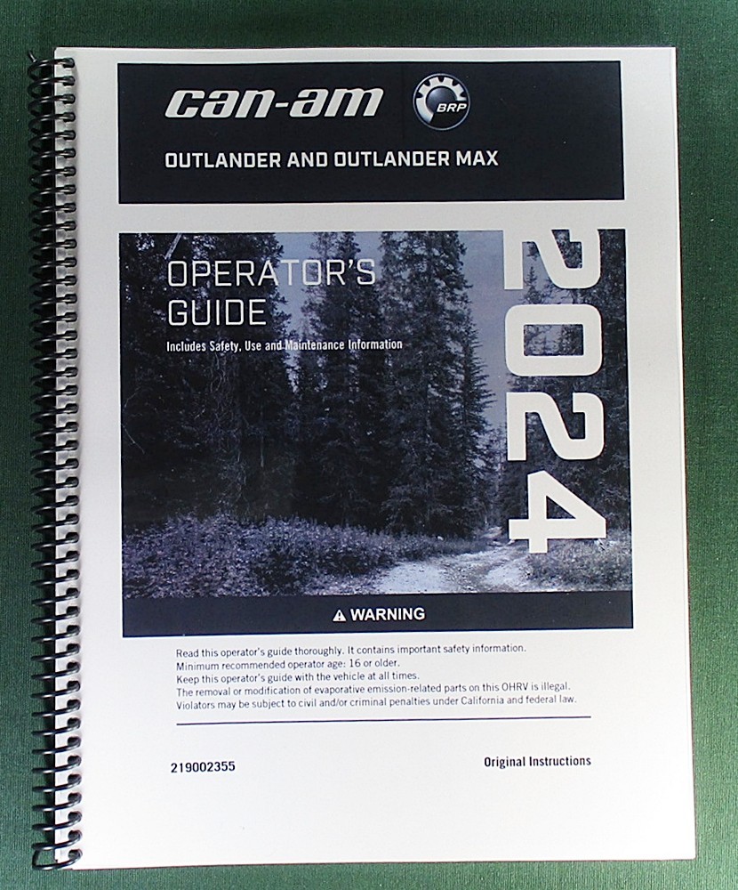2024 Can-Am Outlander MAX 1000R XT-P Owner’s Manual: 276 Pages & Clear Covers