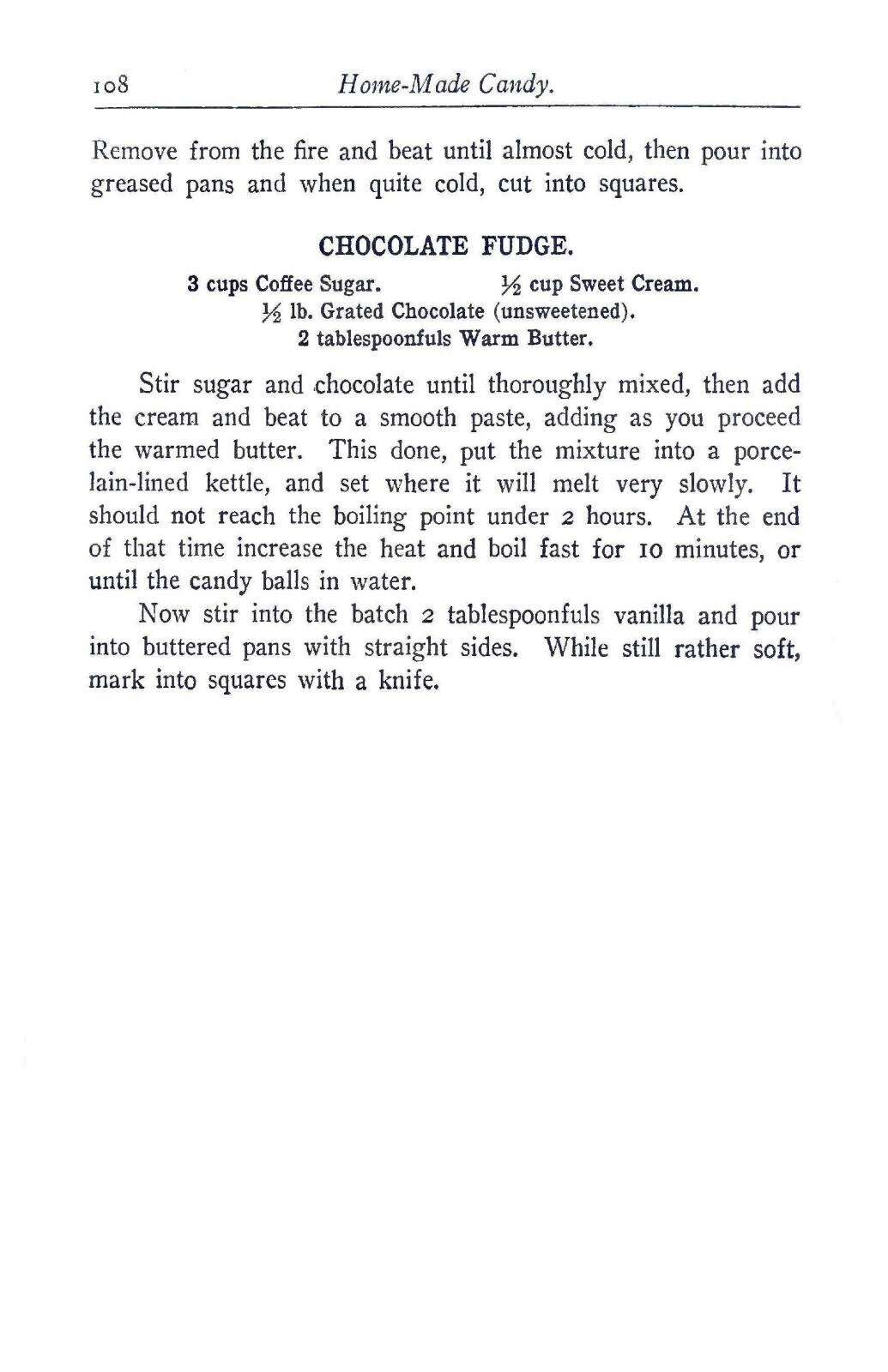 Homemade Ice Cream And Candy Cook Book „1908“ 108 Pages