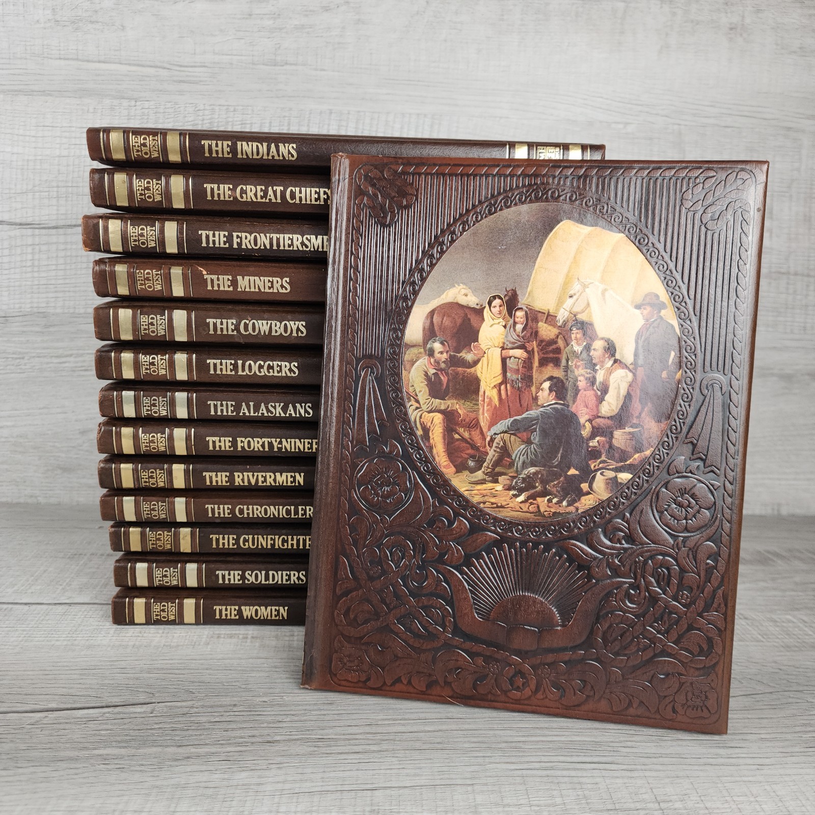 Lot of 14 Time Life Books The Old West Series Hardcover Brown Faux Leather