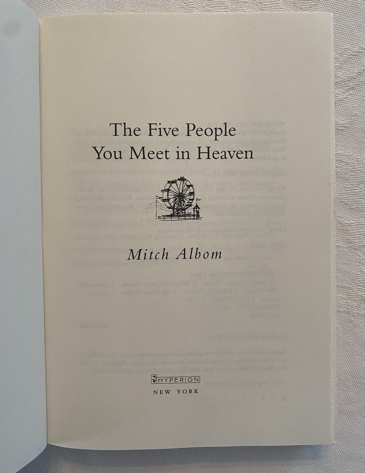 The Five People You Meet In Heaven By Mitch Albom 1st Edition 2003 Paperback