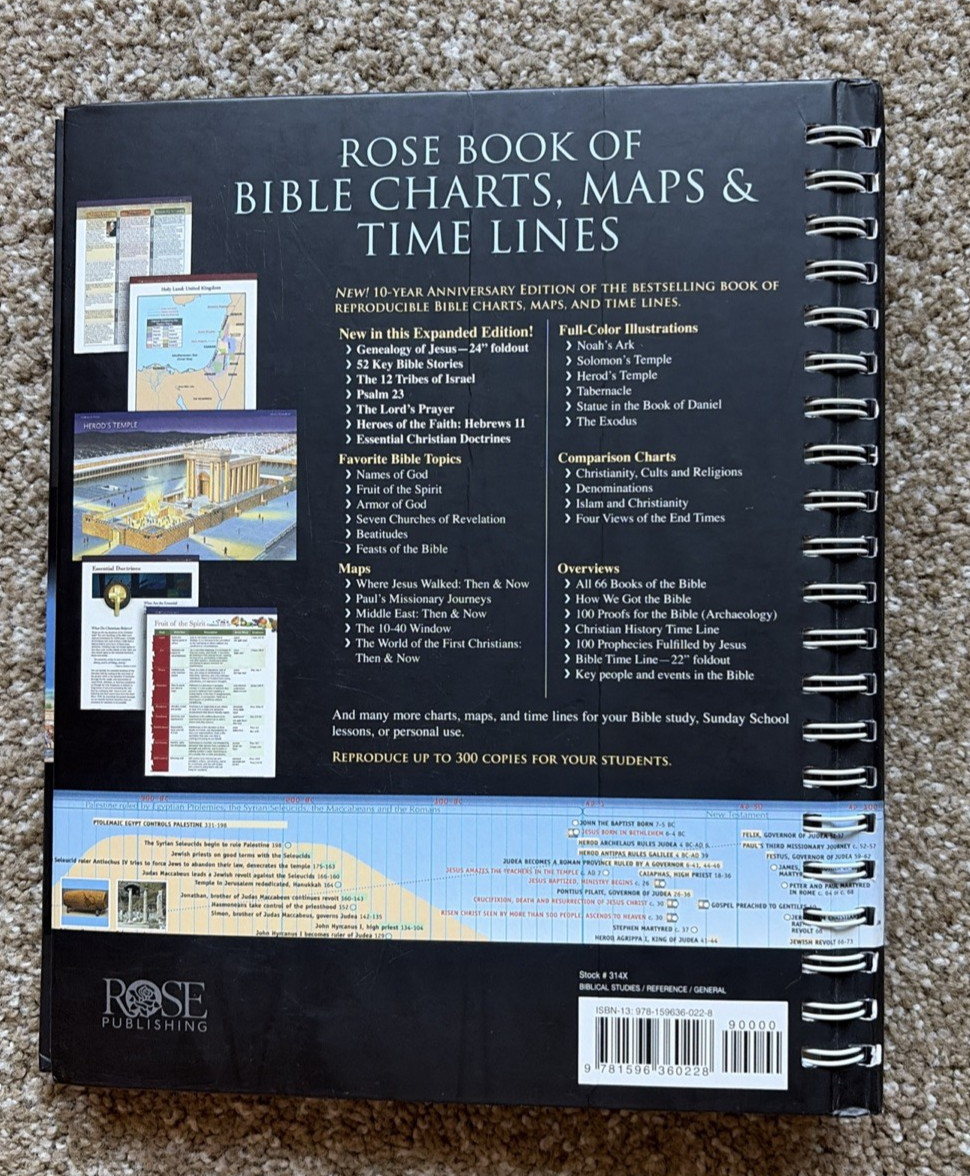 Rose Book of Bible Charts, Maps & Timelines 10th Anniversary Expanded Edition VG