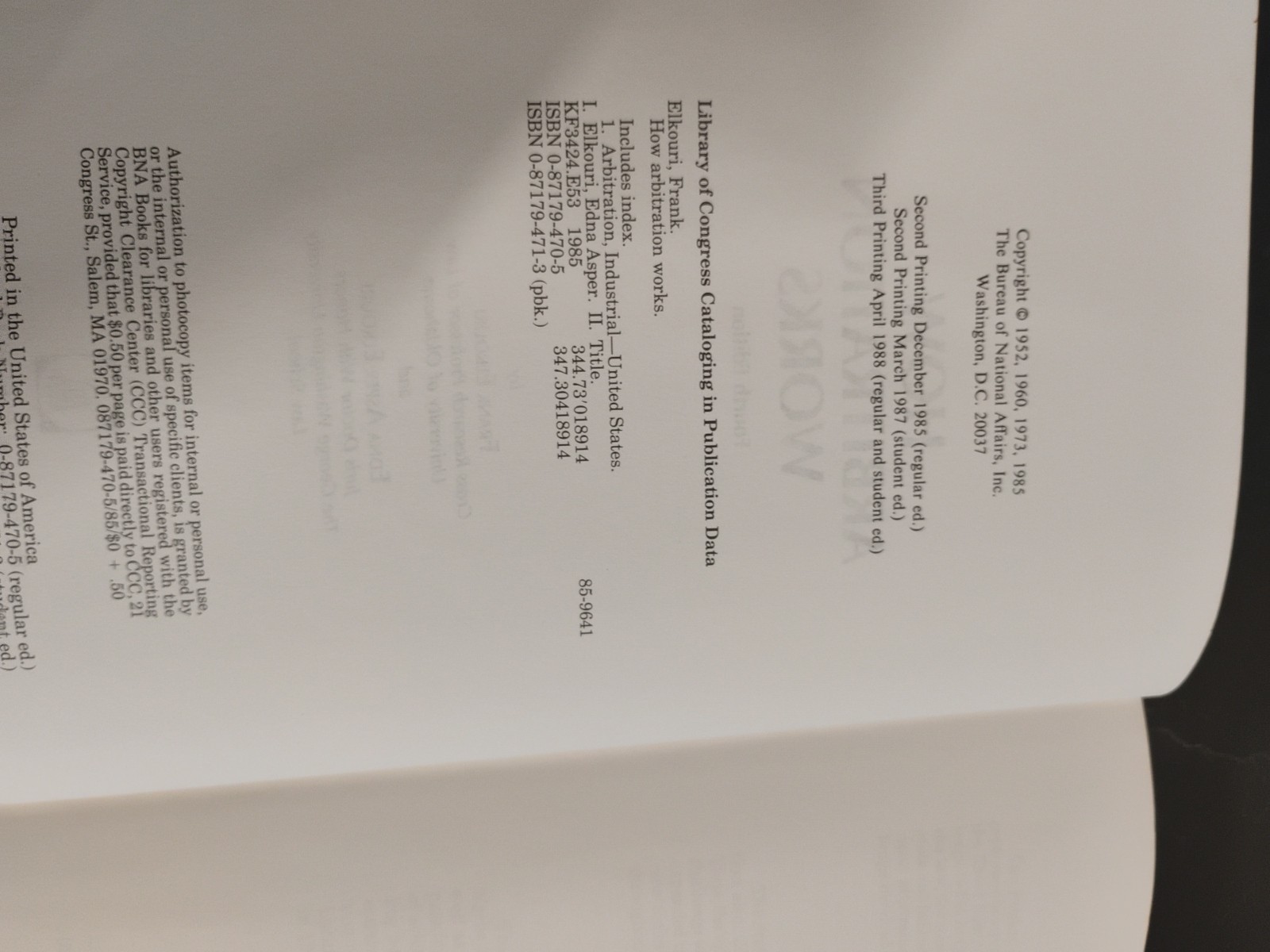 HOW ARBITRATION WORKS (SERIES ON ARBITRATION) By Frank & Edna Asper Elkouri 4th