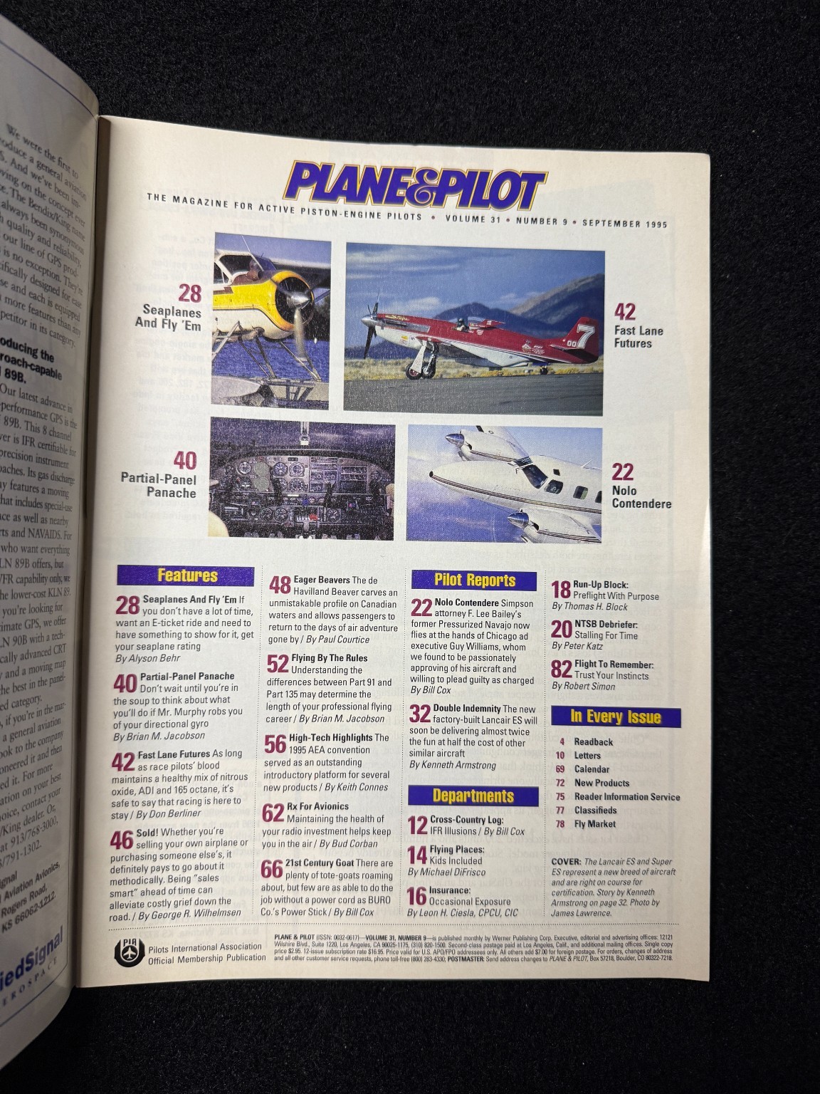Plane & Pilot Magazine September 1995 Lancair ES Aviation Seaplanes Avionics