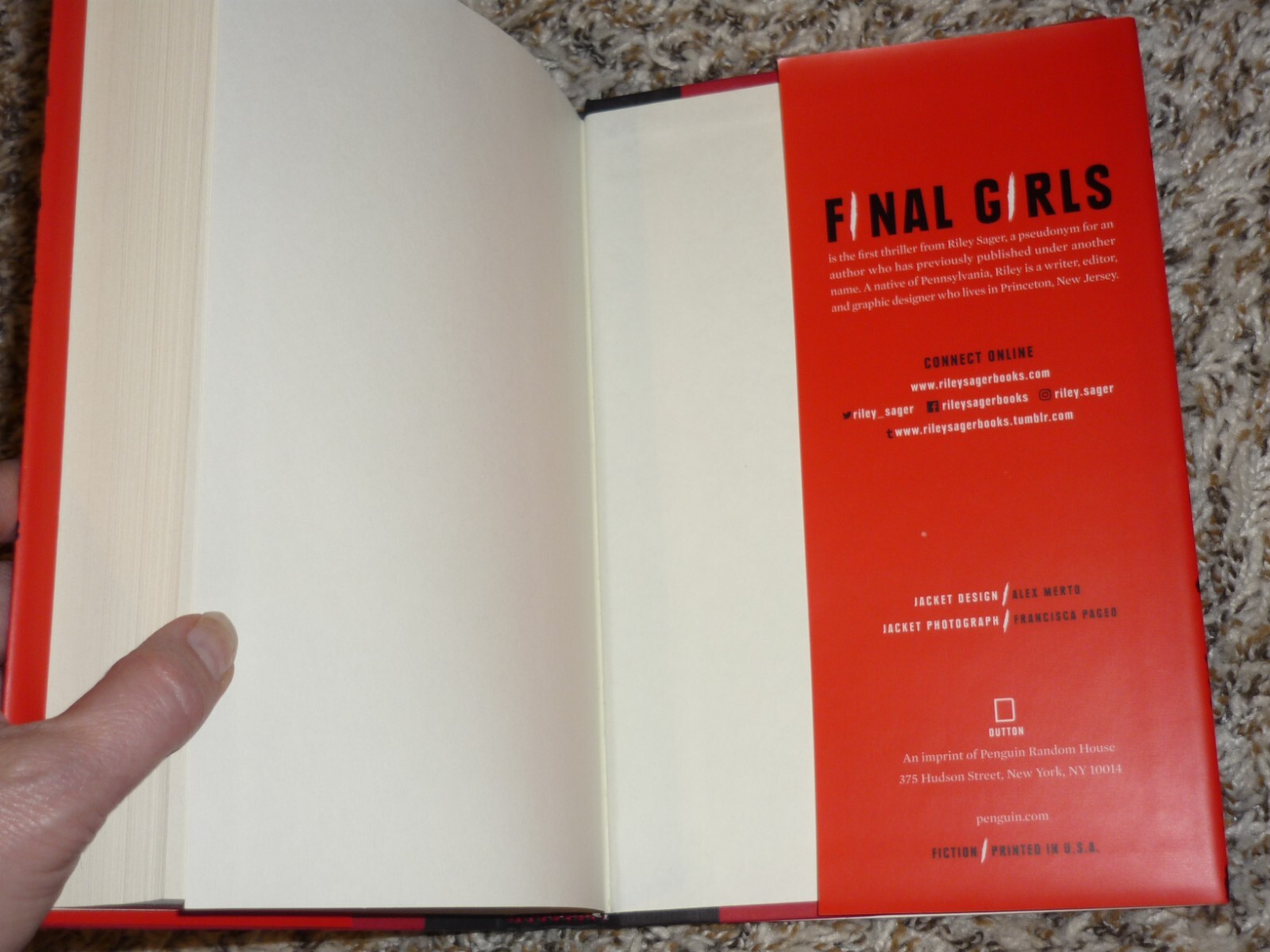 Final Girls by Riley Sager, 2017 Hardcover, First 1st Edition 3rd Print, DJ