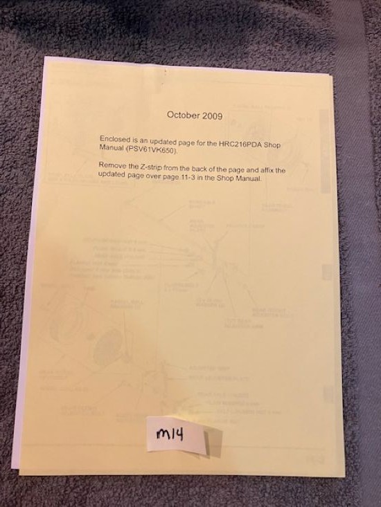 OEM HONDA HRC216PDA ROTARY LAWN MOWER SERVICE MANUAL W/SUPPLEMENTALS CW 2005