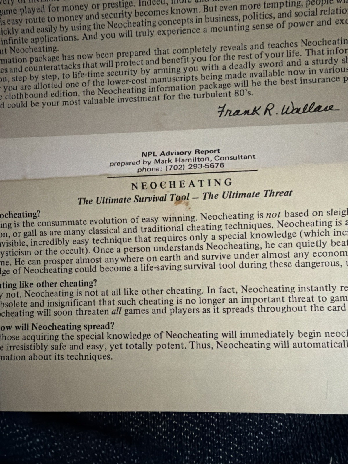 1st EDITION Neocheating Manuscript Book AND RARE Pamphlet by Frank R. Wallace