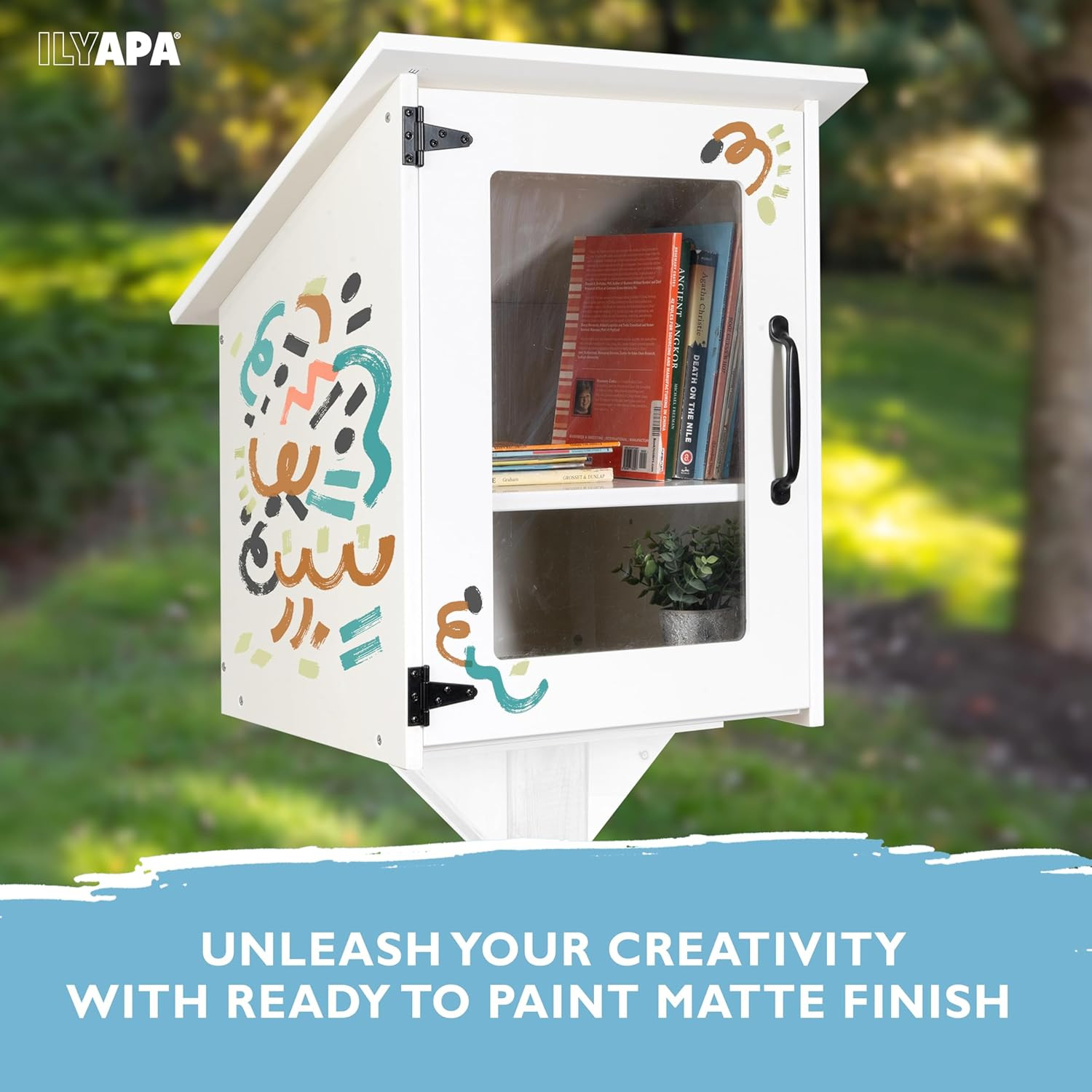 Little Library Box Outdoor – 16X14X23 Inch, White Library Book Kit – Weatherproo