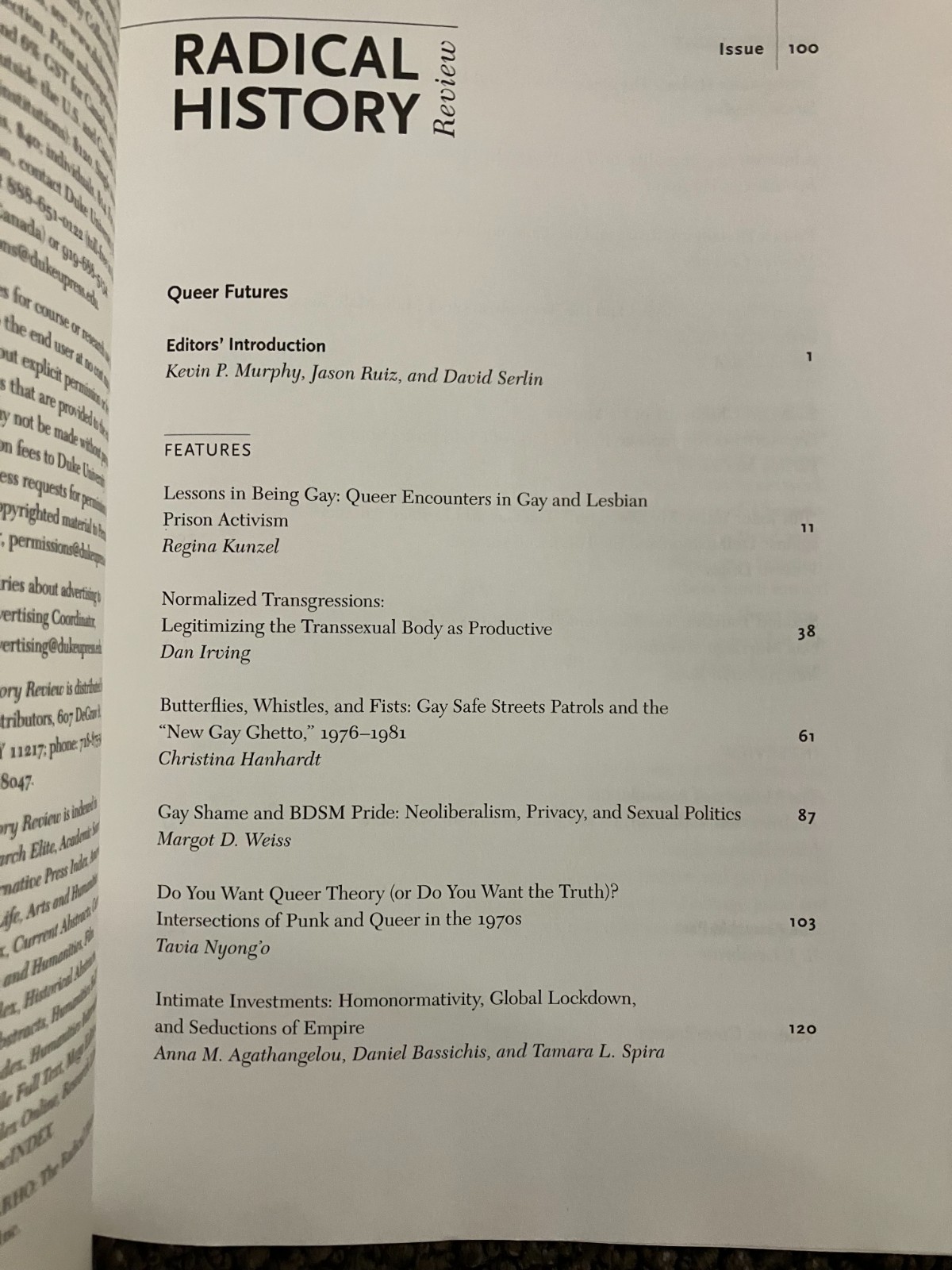 Queer Futures (Radical History Review (Duke University Press)). LGBTQ+