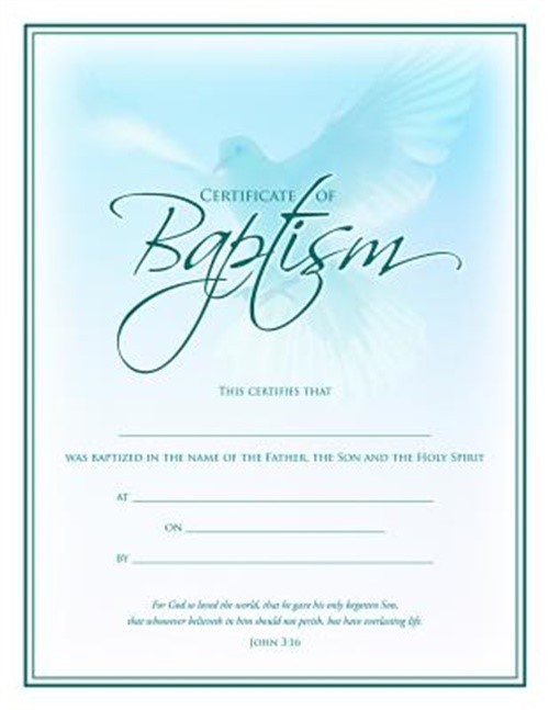 Baptism Certificate (Pk of 6) – Coated, Full Color (Miscellaneous Print)