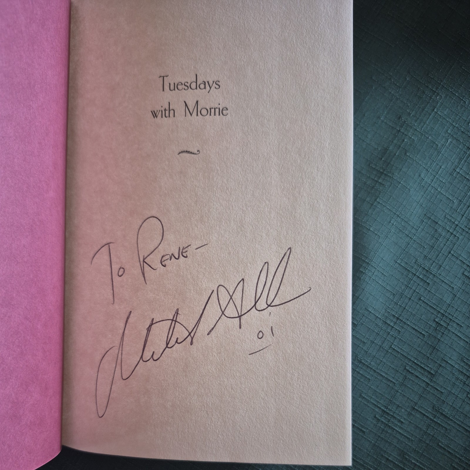 Tuesdays with Morrie by Mitch Albom, (1997, hardcover) VG/VG, SIGNED!!!