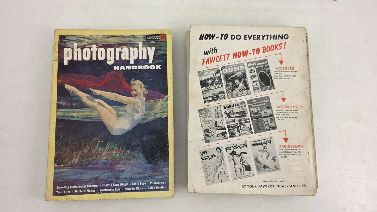 Lot of 8 Vintage 1950s Photography Magazines/Books – Fawcett How-To Series GC