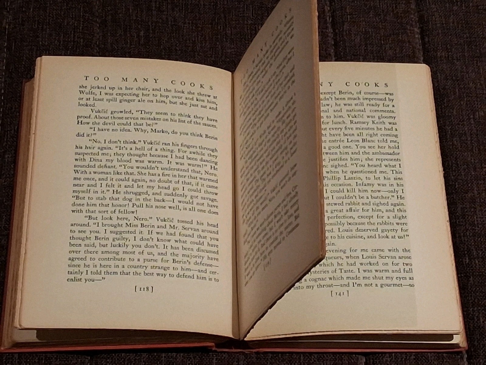 Rex Stout Too many cooks Nero Wolfe Farrar 1st/ 2nd with recipe pages intact