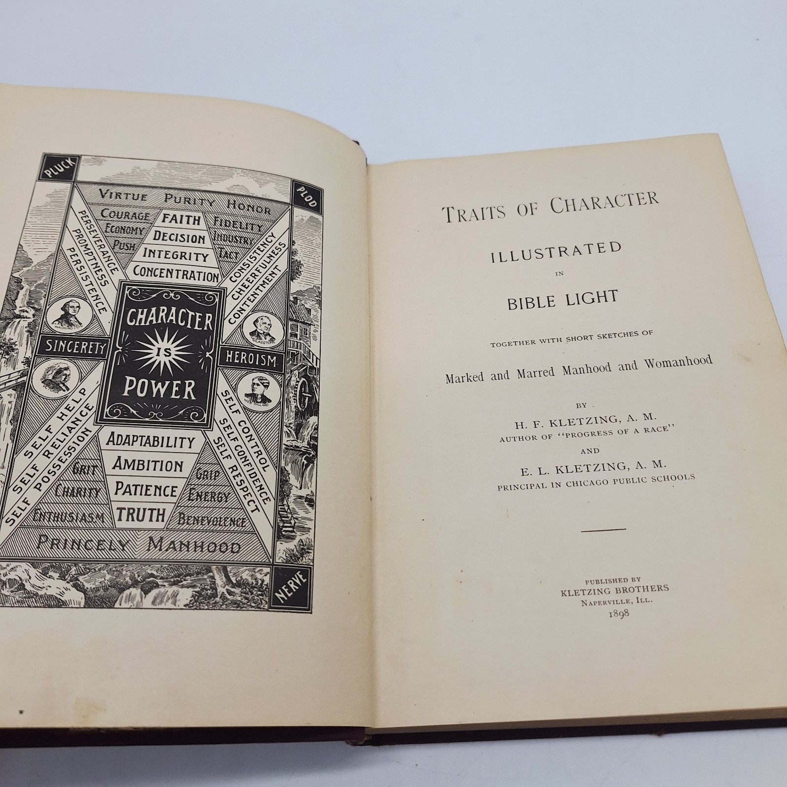 1898 „TRAITS OF CHARACTER“ BOOK BY HENRY & E. L. KLETZING 371 PAGES