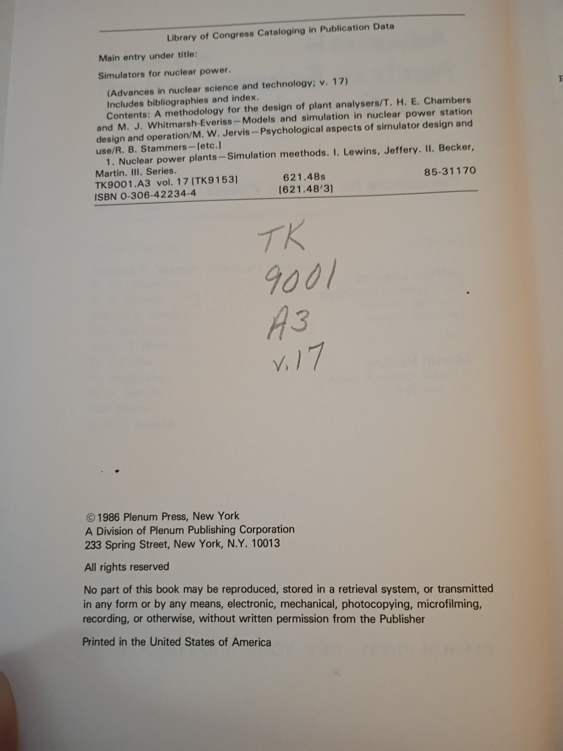 Advances in Nuclear Science & Technology Vol 17 Lewins Becker 1986 Plenum