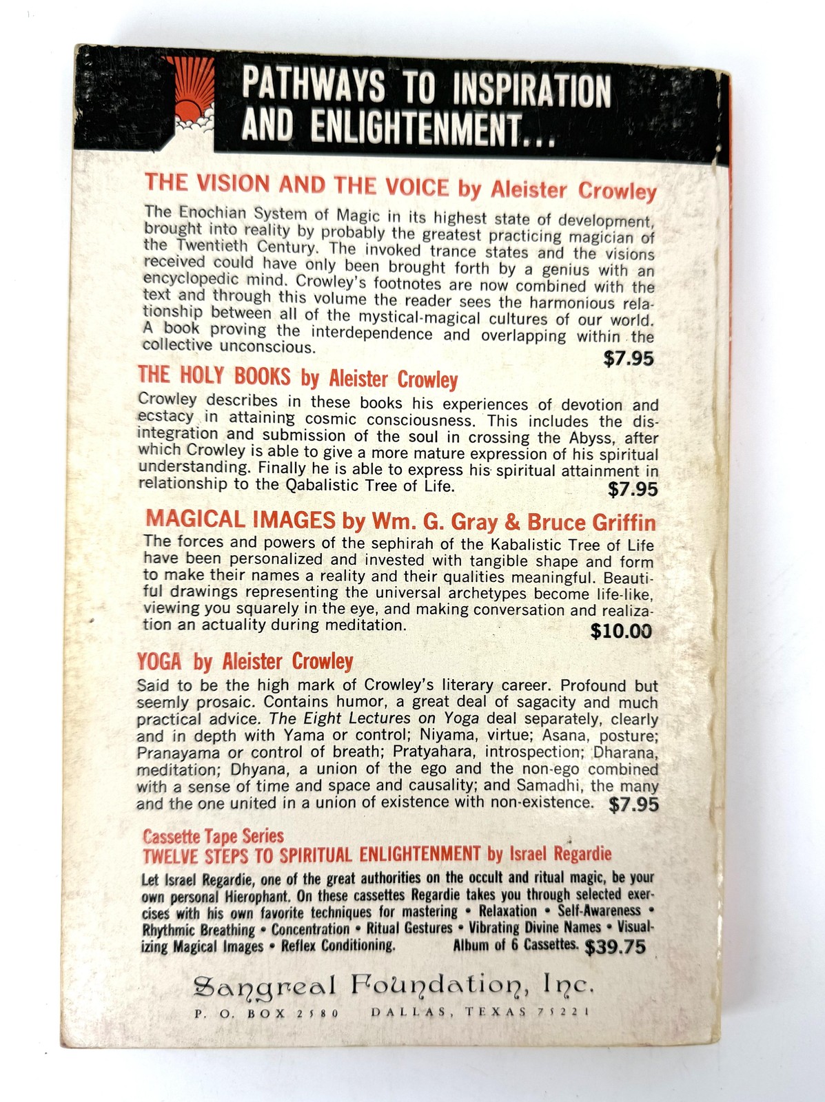 Vintage Book 4 Aleister Crowley Occult Magic Softcover Red Sangreal 1972 USA