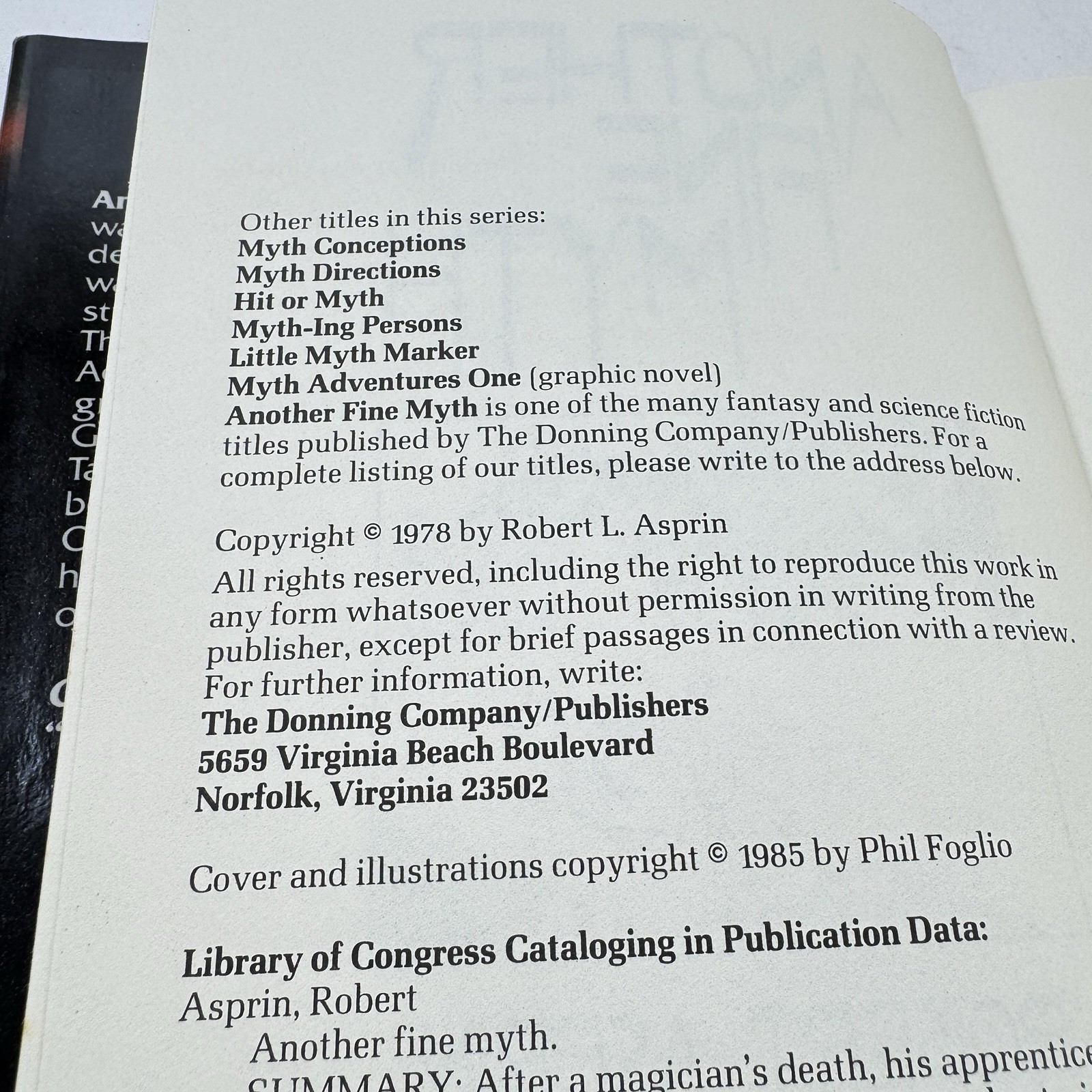 Another Fine Myth Robert Asprin SIGNED 1st Ed 1st Print Starblaze 1978 Foglio