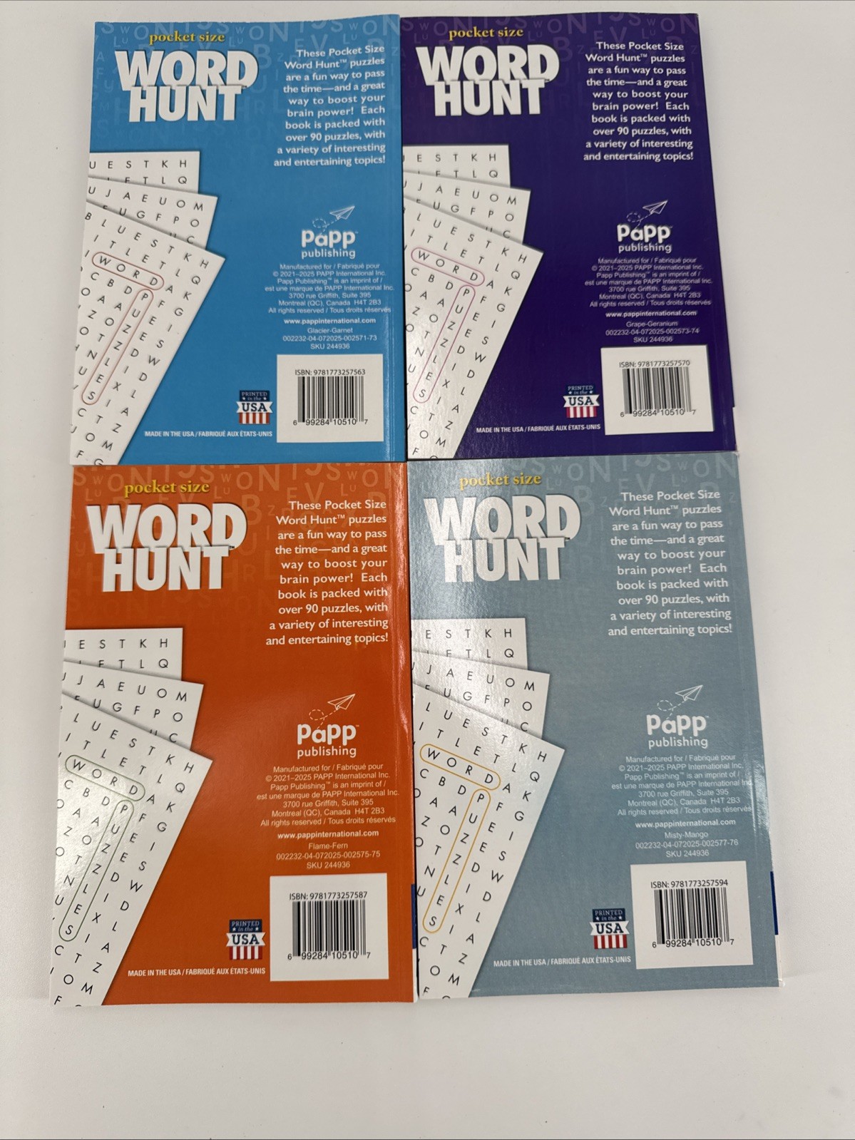 Lot Of 4 Papp Word Hunt Word Search Pocket Size Books NEW vol. 73-76