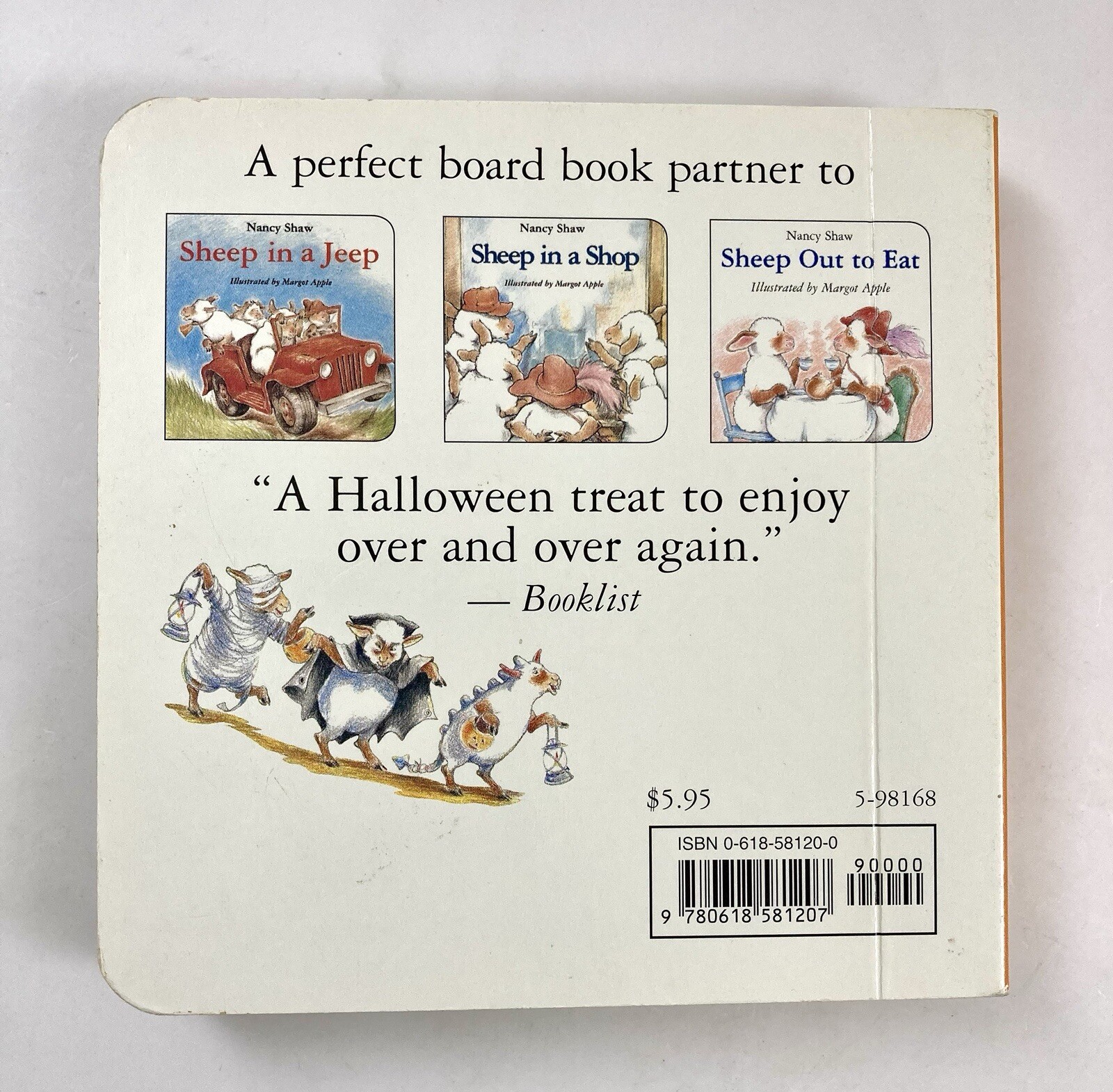 Sheep Trick or Treat by Nancy Shaw E. 1997 Halloween Board Book 5” X 5” 26 Pages