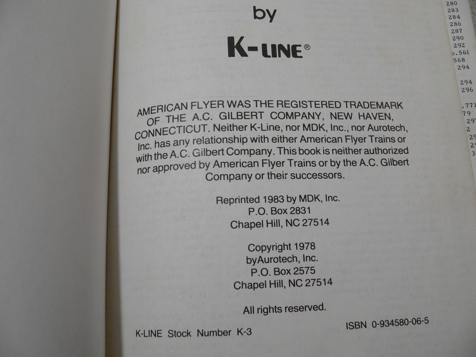 Complete Service Manual for American Flyer Trains Hardback By K-Line 1983