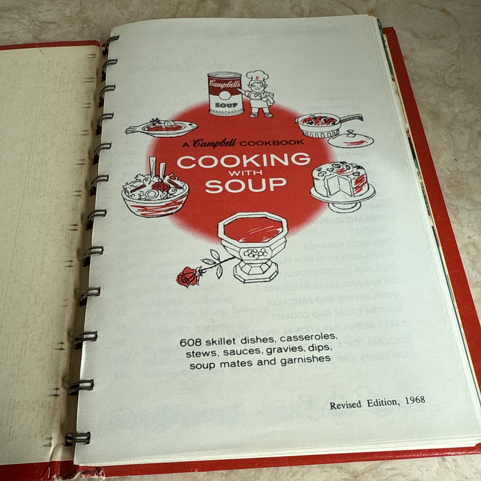 Campbell’s Cooking with Soup Vintage Book Cookbook Spiral Bound Hardcover Recipe