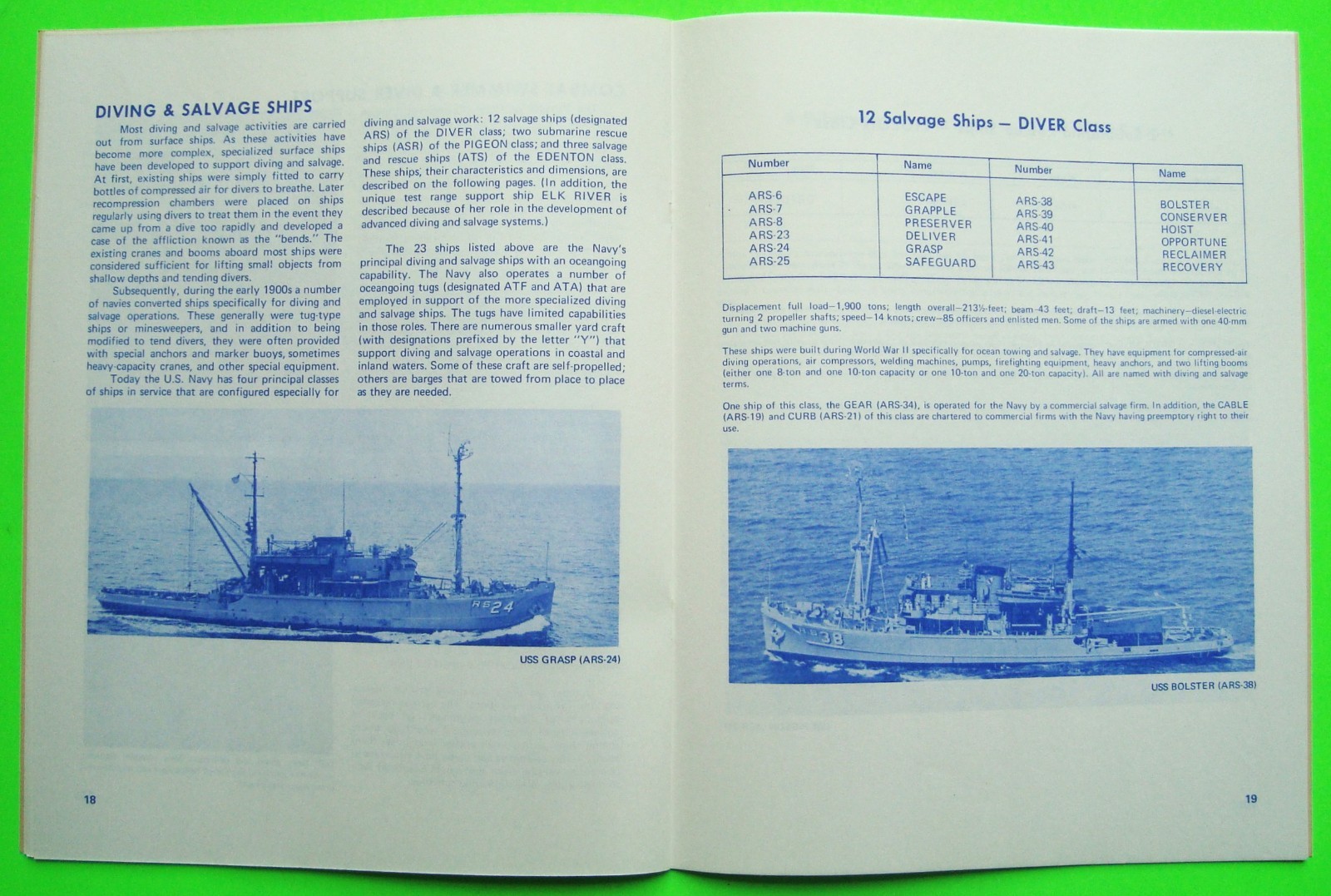 1974 DIVING AND SALVAGE IN THE U.S. NAVY Official USN Book BOB CARLISLE Xlnt+++