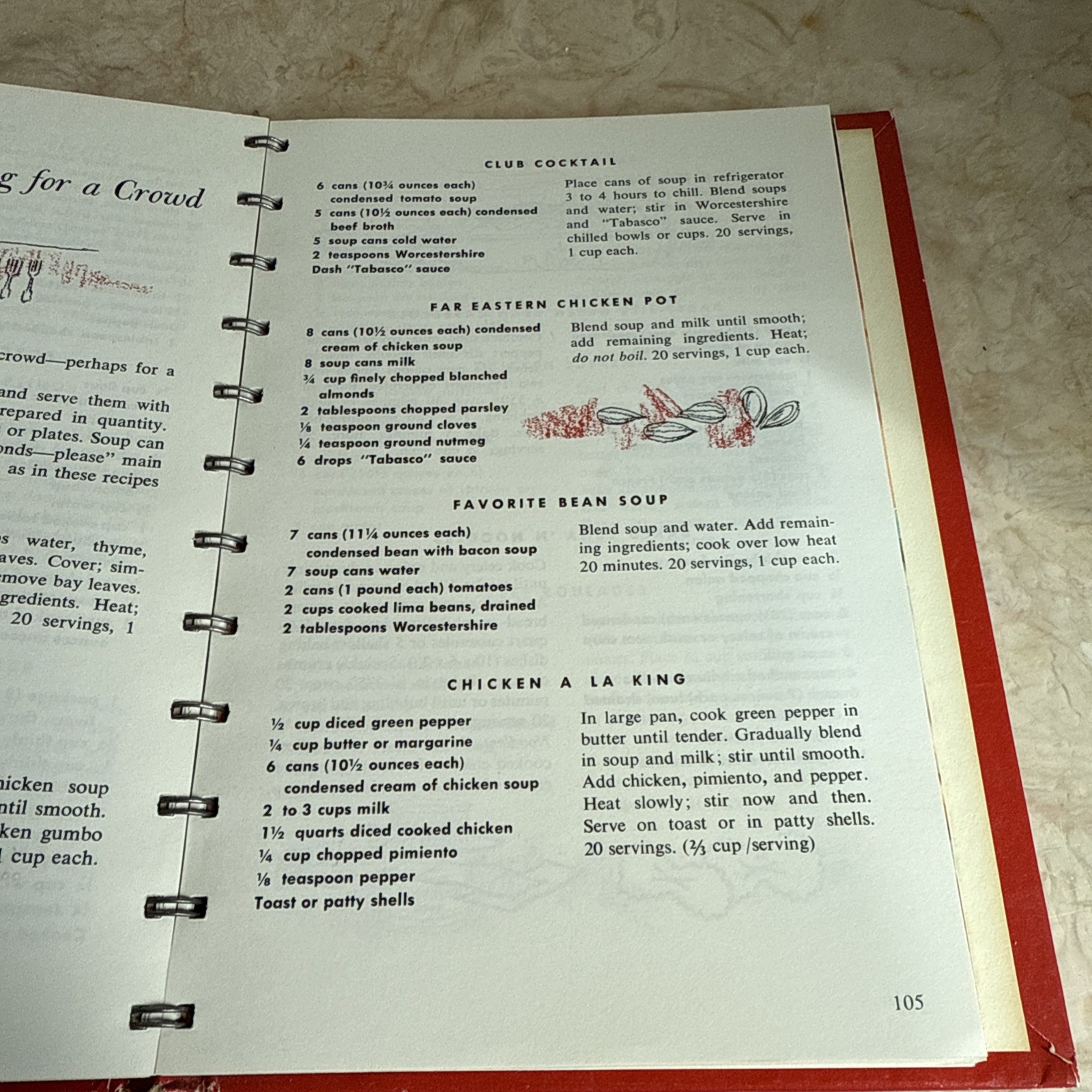 Campbell’s Cooking with Soup Vintage Book Cookbook Spiral Bound Hardcover Recipe