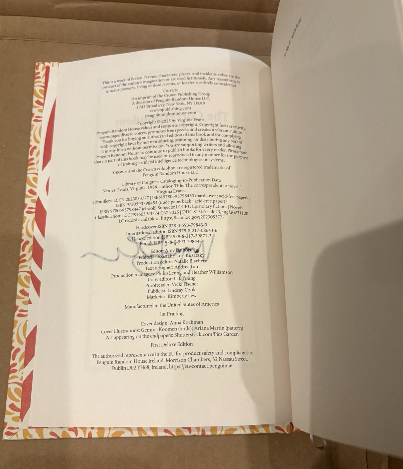 Signed The Correspondent: Deluxe Edition HC-1st Print