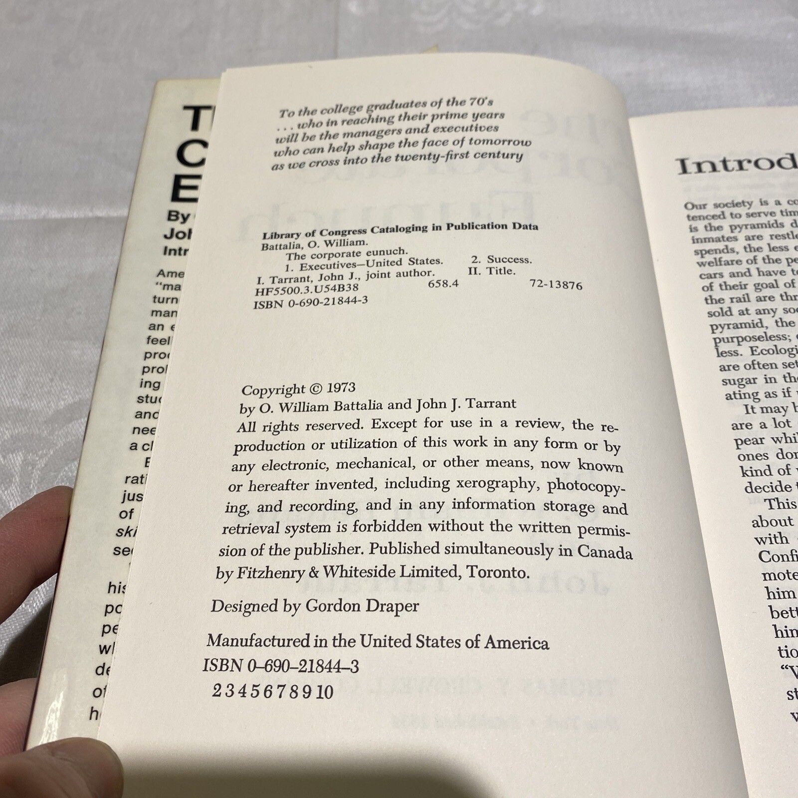 The Corporate Eunuch by John J. Tarrant and O. William Battalia (Hardcover) HCDJ