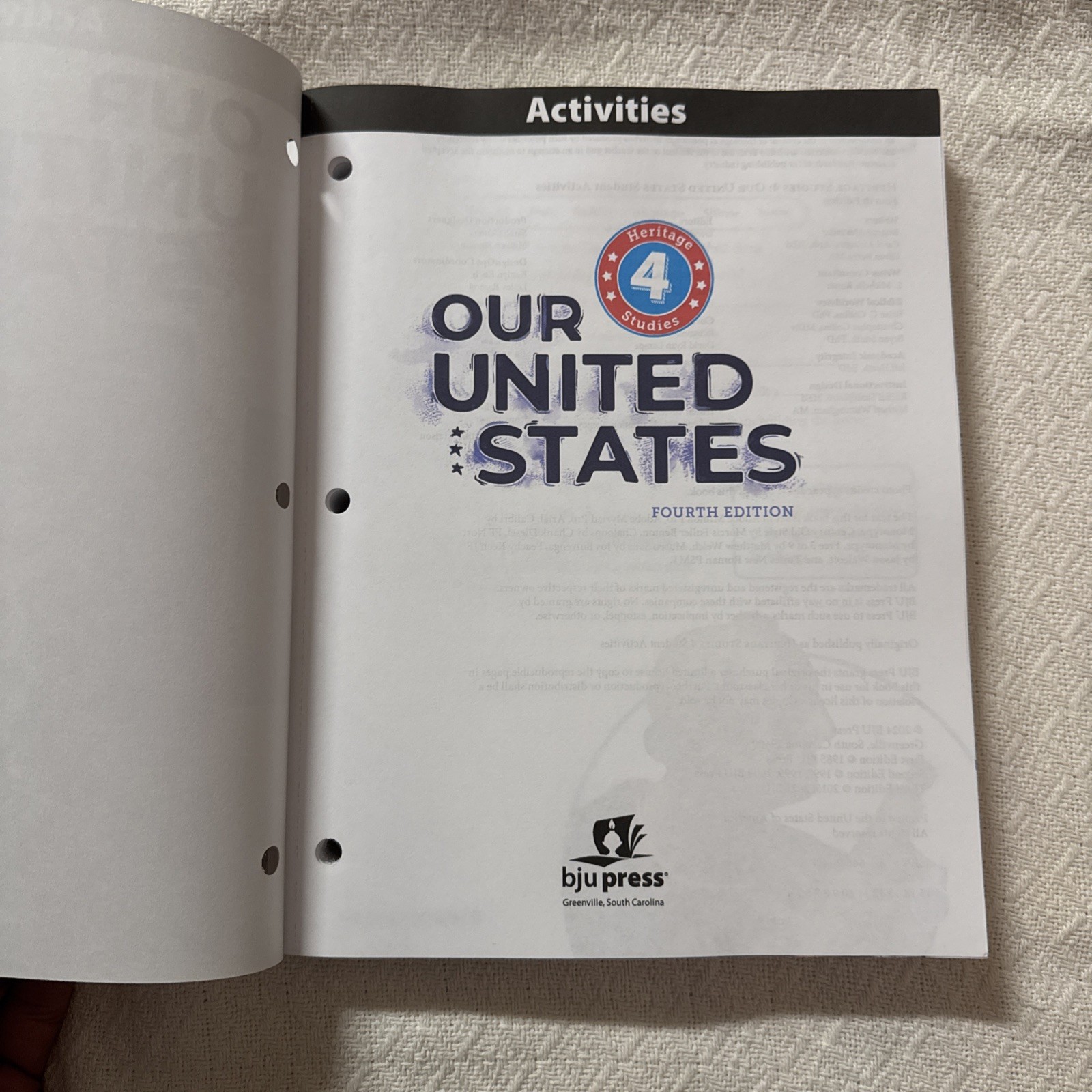 BJU Press 2024 Our United States Textbook + Activities Book | Heritage Studies
