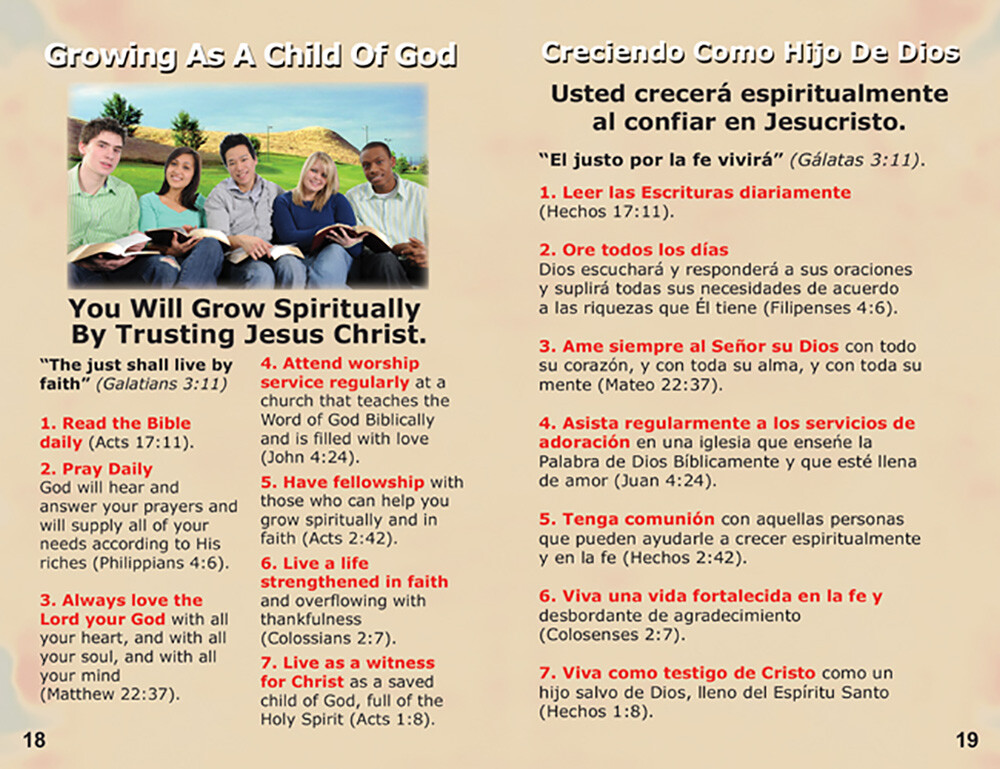 English & Spanish Gospel Tracts, 40 PK in 4 Covers, 20 Pages Each, Best Seller!