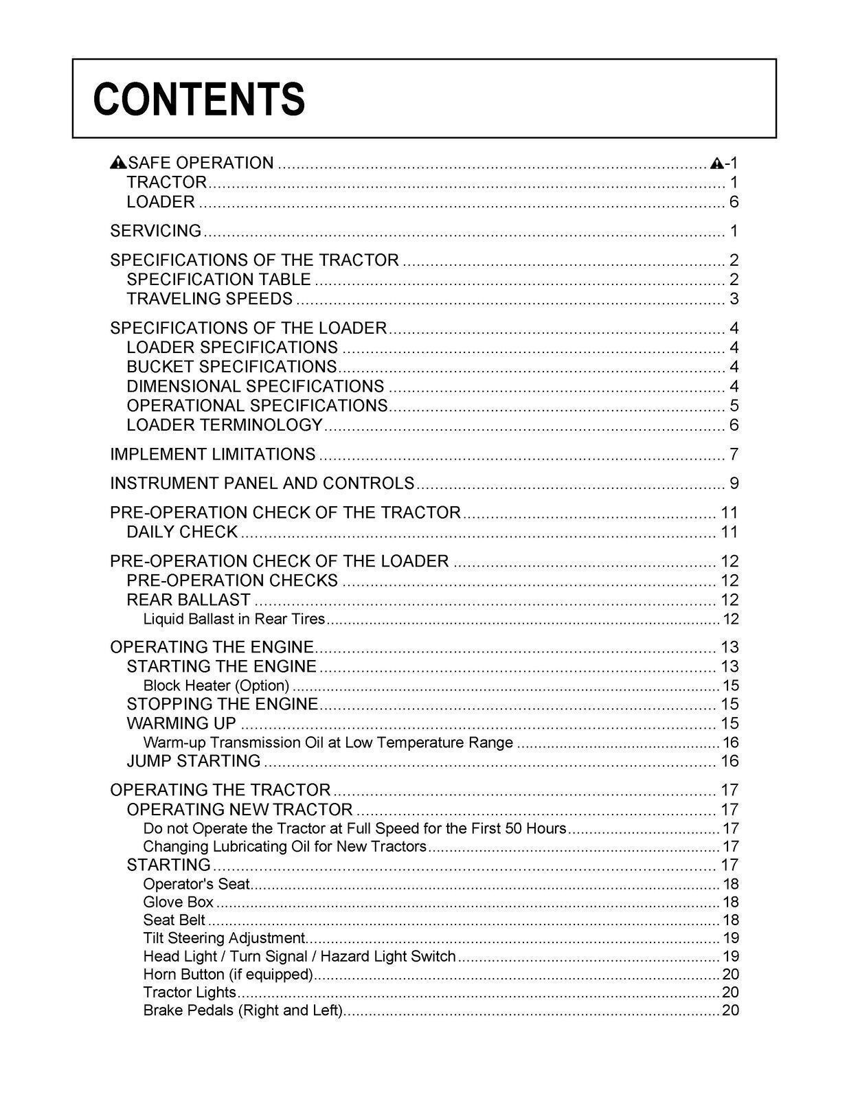 KUBOTA B26TL OPERATORS MANUAL -STEEL SPIRAL BINDING – PROTECTIVE COVERS