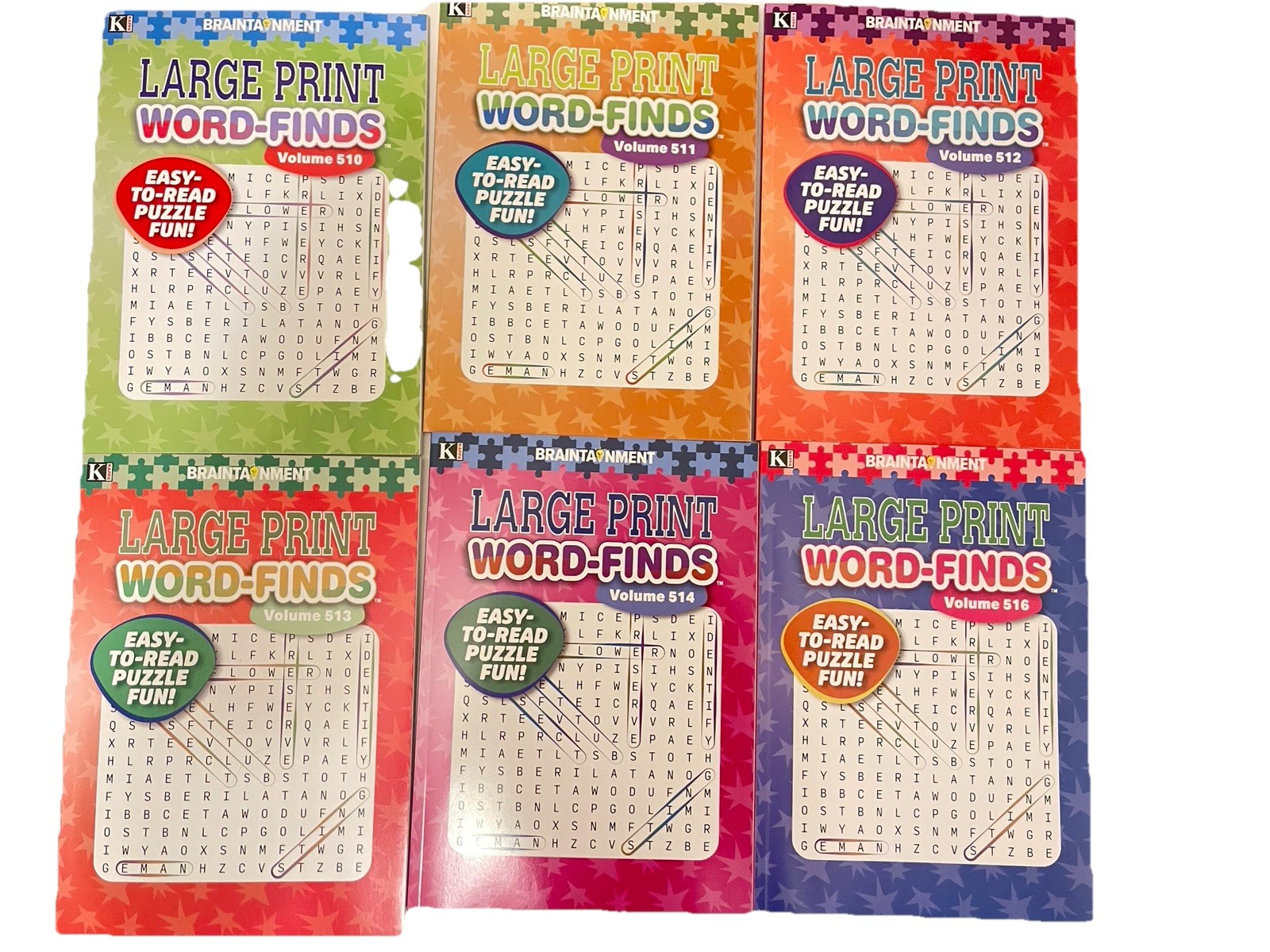 Lot Of 6 Kappa Large Print Word Search Word-Finds Books NEW Free Shipping