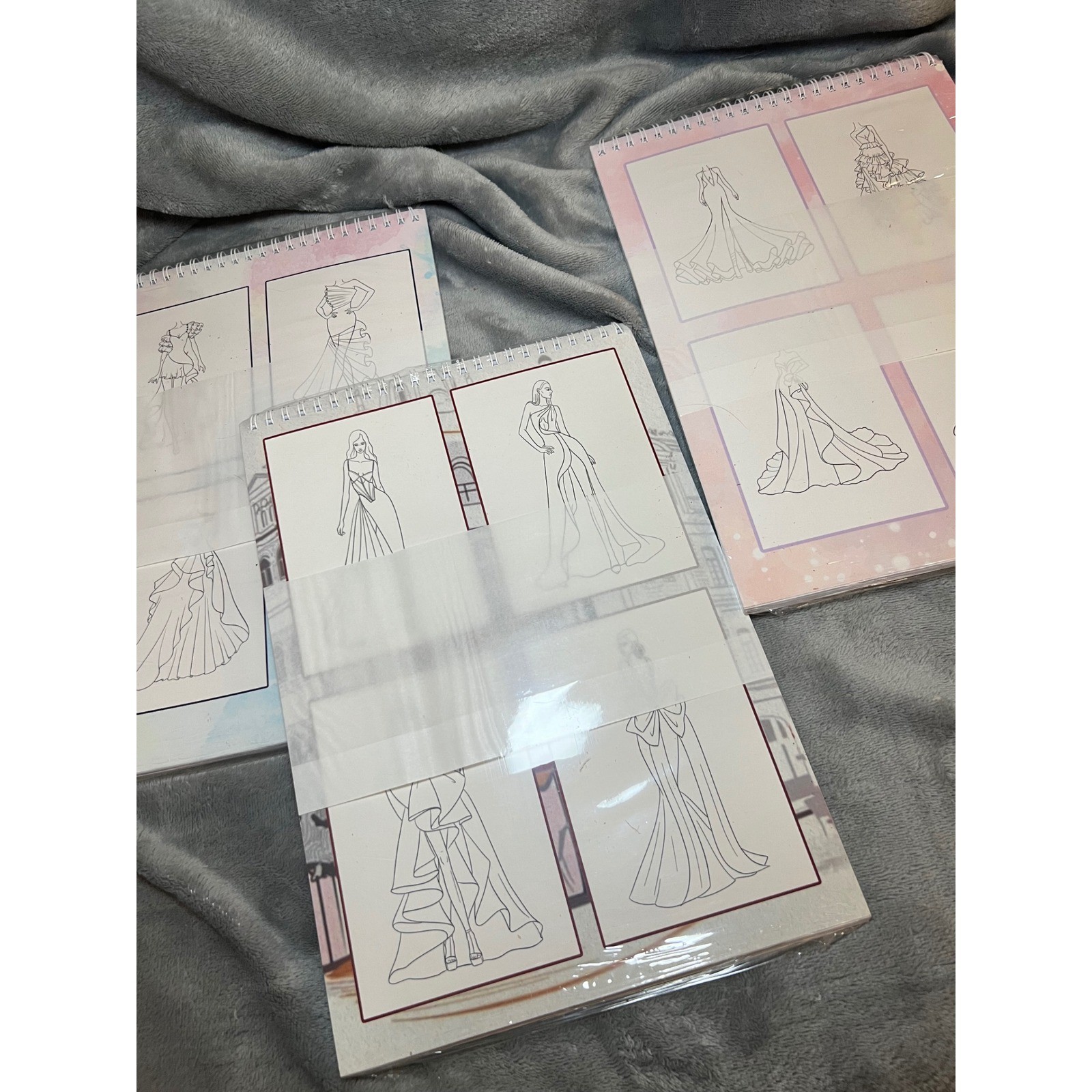Fashion Dress Coloring Book Lot 30 Dresses Outfits To Style Spiral Bound 3pc