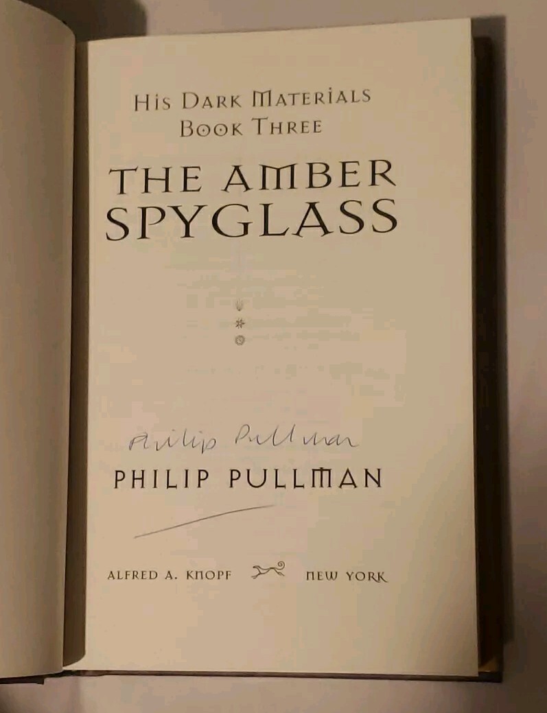 „The Amber Spyglass“ 1st First Edition Signed Philip Pullman HC Book 3