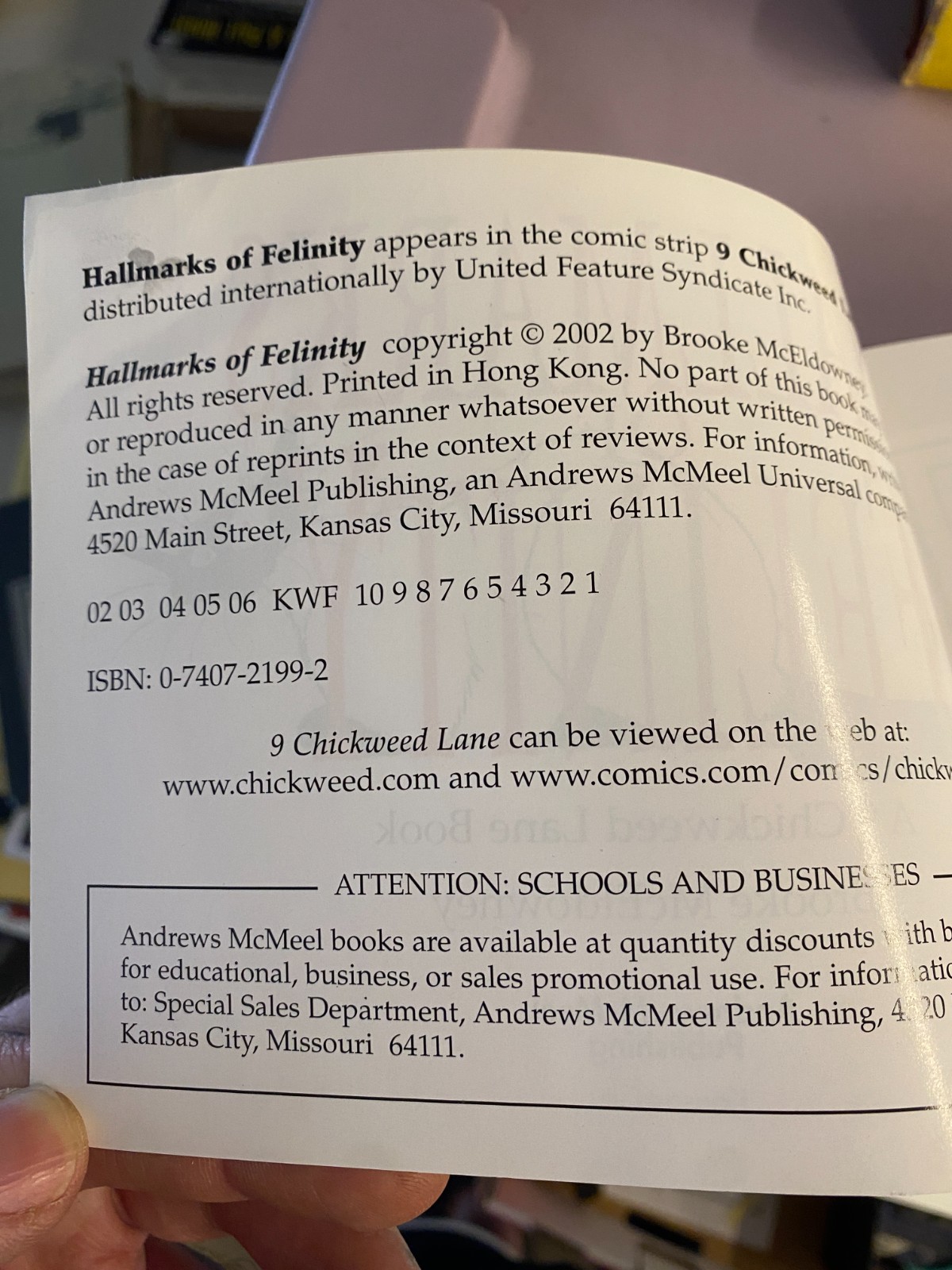 Hallmarks of Felinity: A 9 Chickweed – Paperback, by McEldowney Brooke