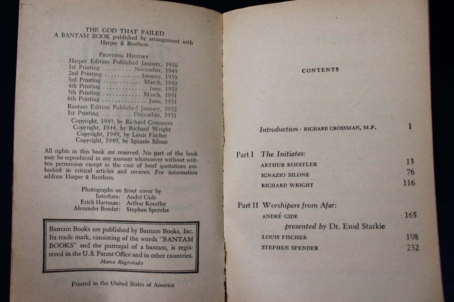 The God That Failed Richard Crossman 1952 Bantam Edition 1st Printing Cold War