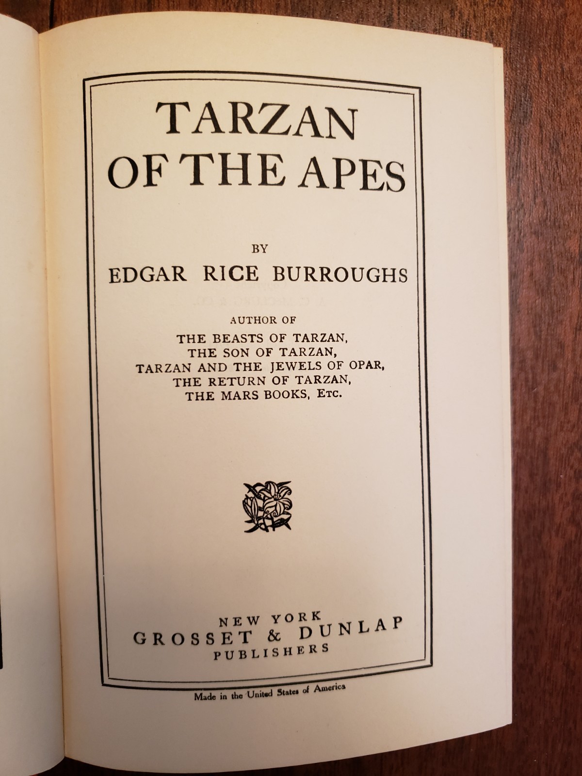 Tarzan of the Apes by Edgar Rice Burroughs, 1st Grosset & Dunlap edition 1927