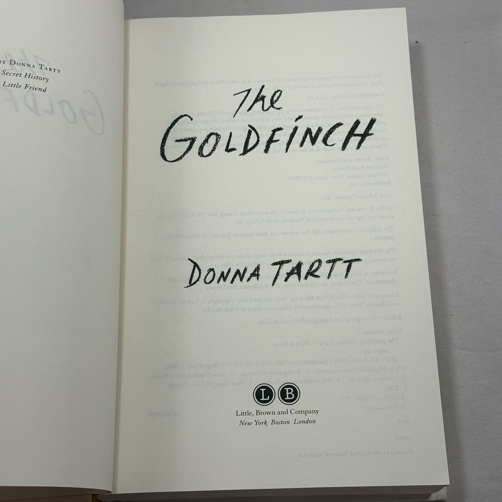 The Goldfinch (Pulitzer) Donna Tartt 2013 HC 1st ed