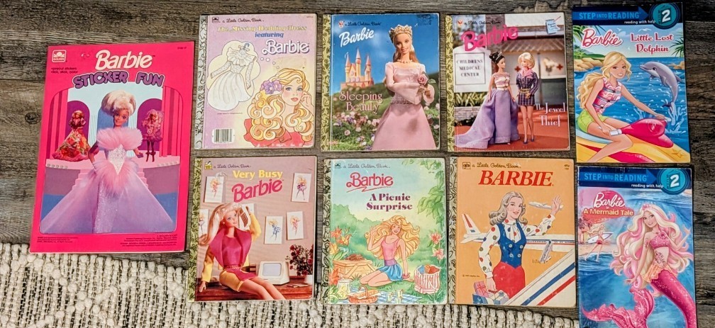Vintage Barbie Books Lot Of 9 A Little Golden Book