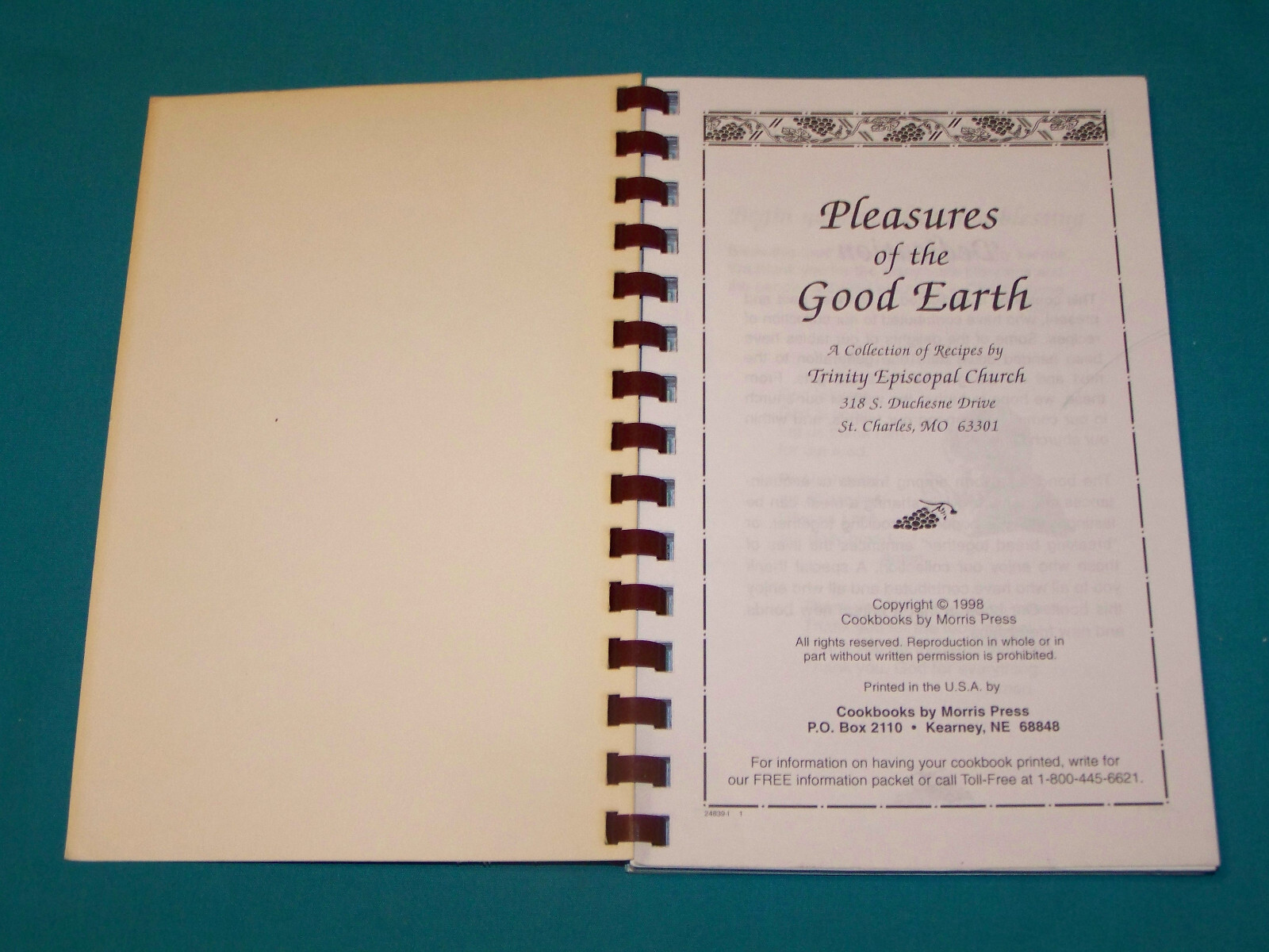 Trinity Episcopal Church Cookbook St. Charles MO 1998 Missouri