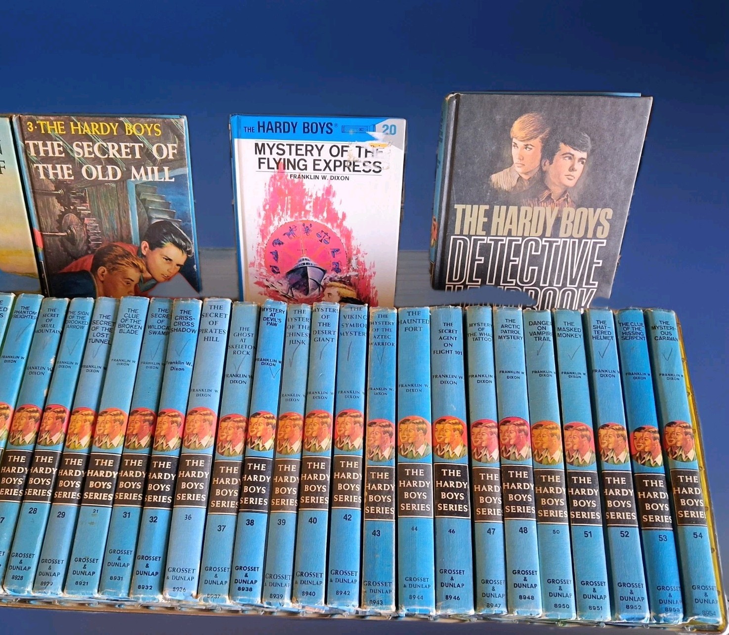 Vintage 1960s–1970s Hardy Boys Books Lot of 43 Grosset & Dunlap Blue Spine